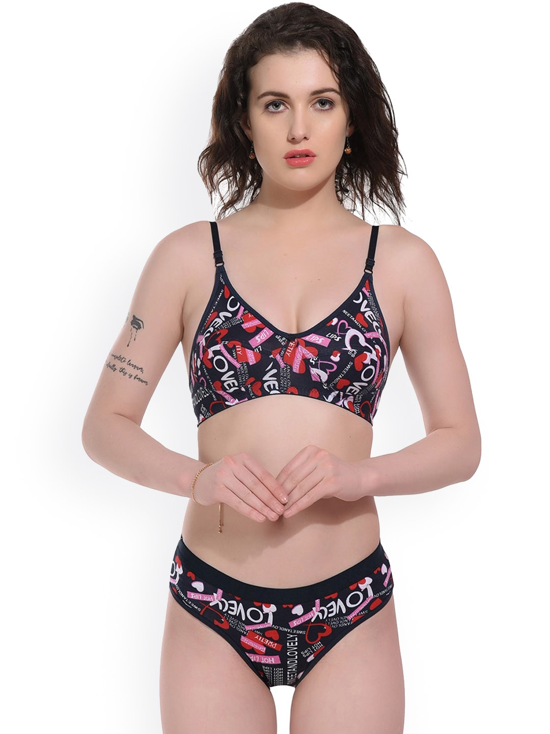 

FiveFlag Non Padded Lingerie Set, Black