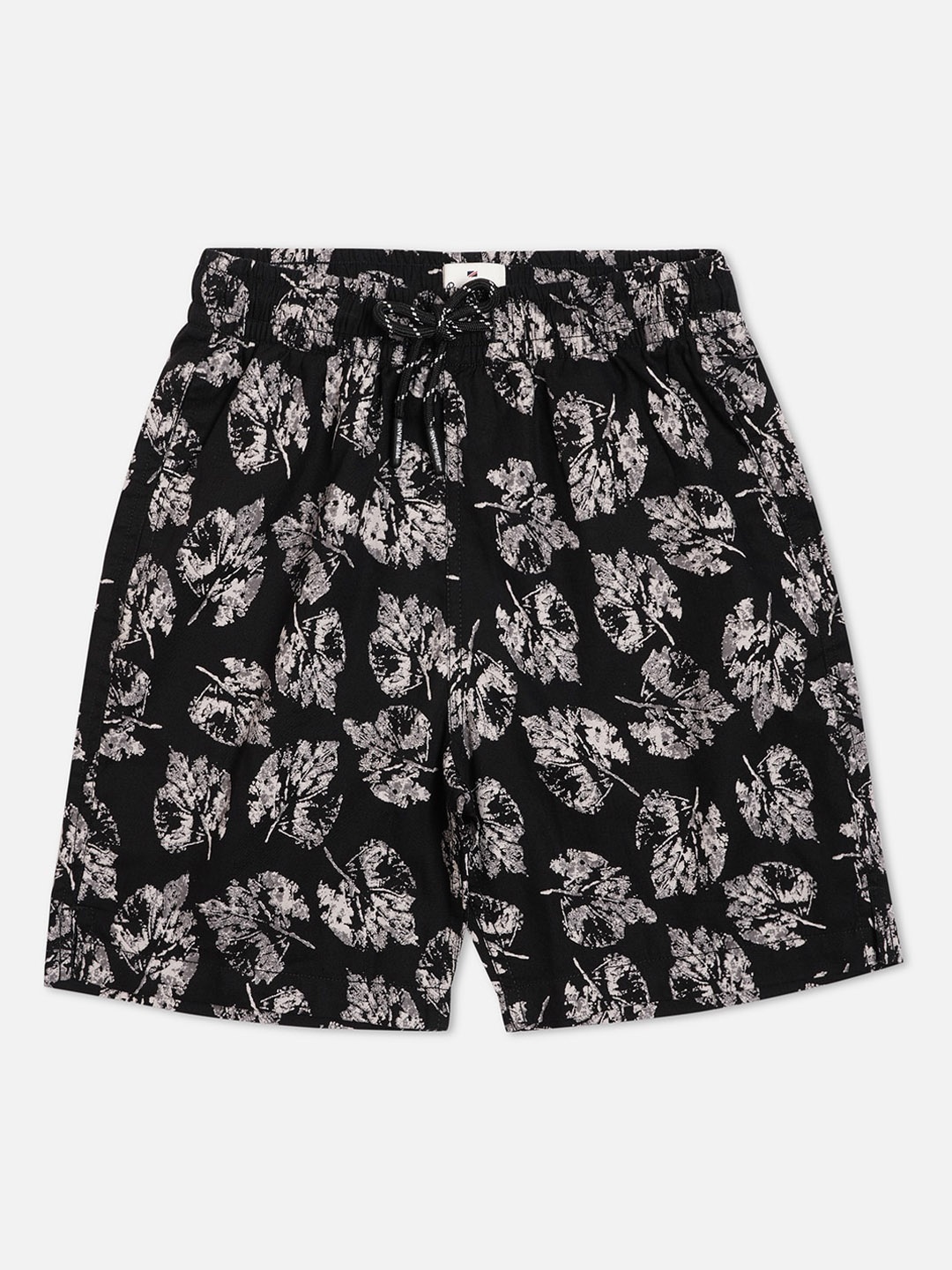 Pepe Jeans Boys Benji Floral Printed Twill Weave Pure Cotton Shorts, Black