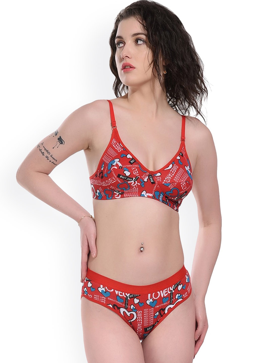 

FiveFlag Non Padded Lingerie Set, Red