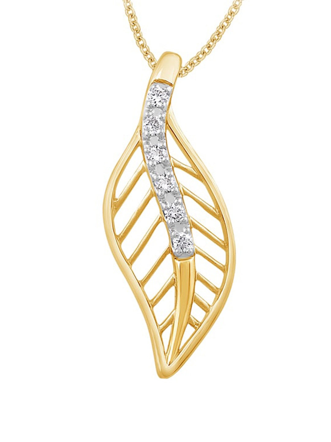 

SENCO 14 KT Gold Leaf Diamond Pendant-0.9gm, Yellow