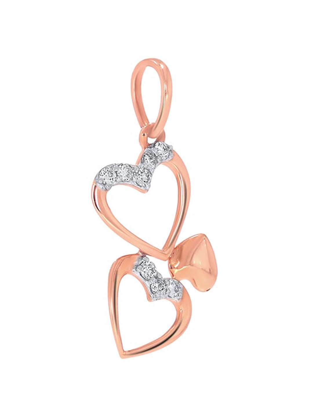 

SENCO 14KT Rose Gold Hearts Shaped Diamond Pendant-0.5gm