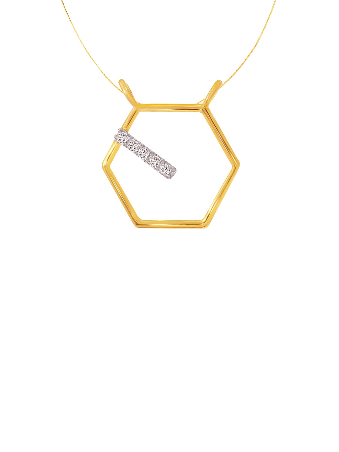 

SENCO 18K Gold Ncandescent Hexagon Diamond Pendant-0.8gm, Yellow