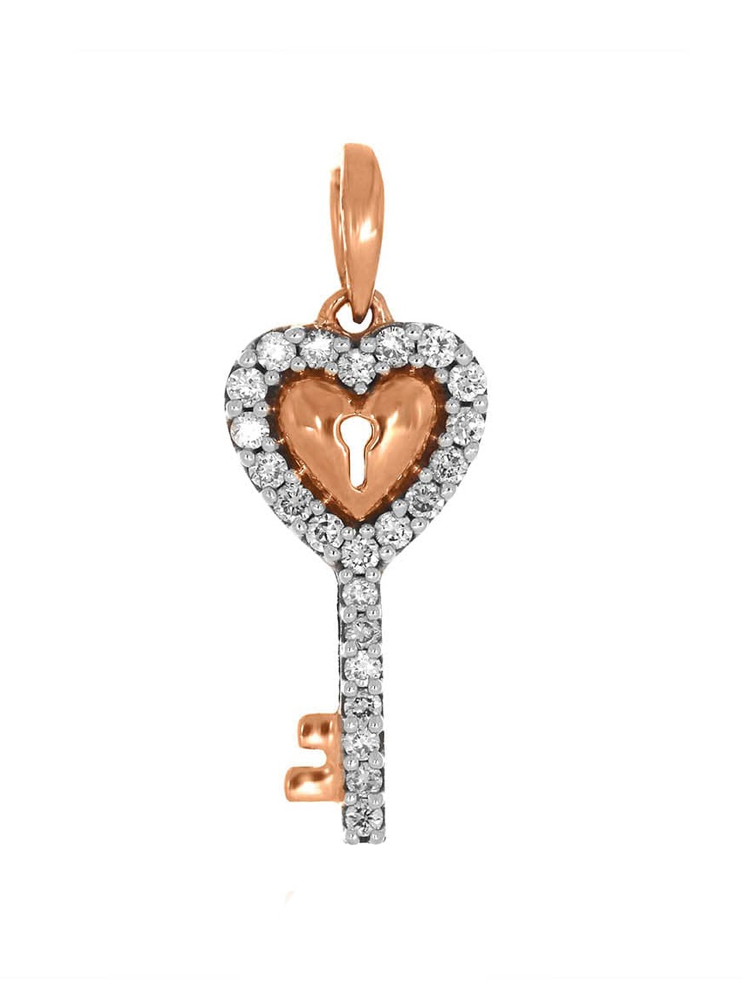

SENCO 14K Rose Gold Key Of Heart Diamond Pendant -0.9gm