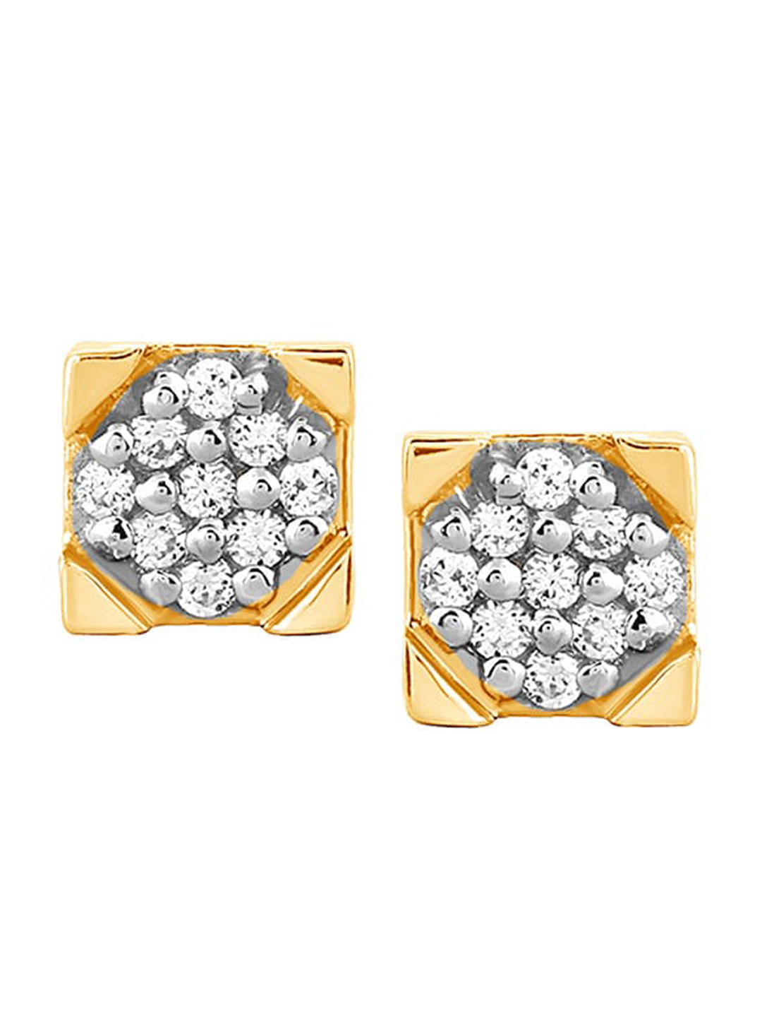 

SENCO 14KT Gold Unique Cluster Diamond Studs Earrings-1.3gm, Yellow