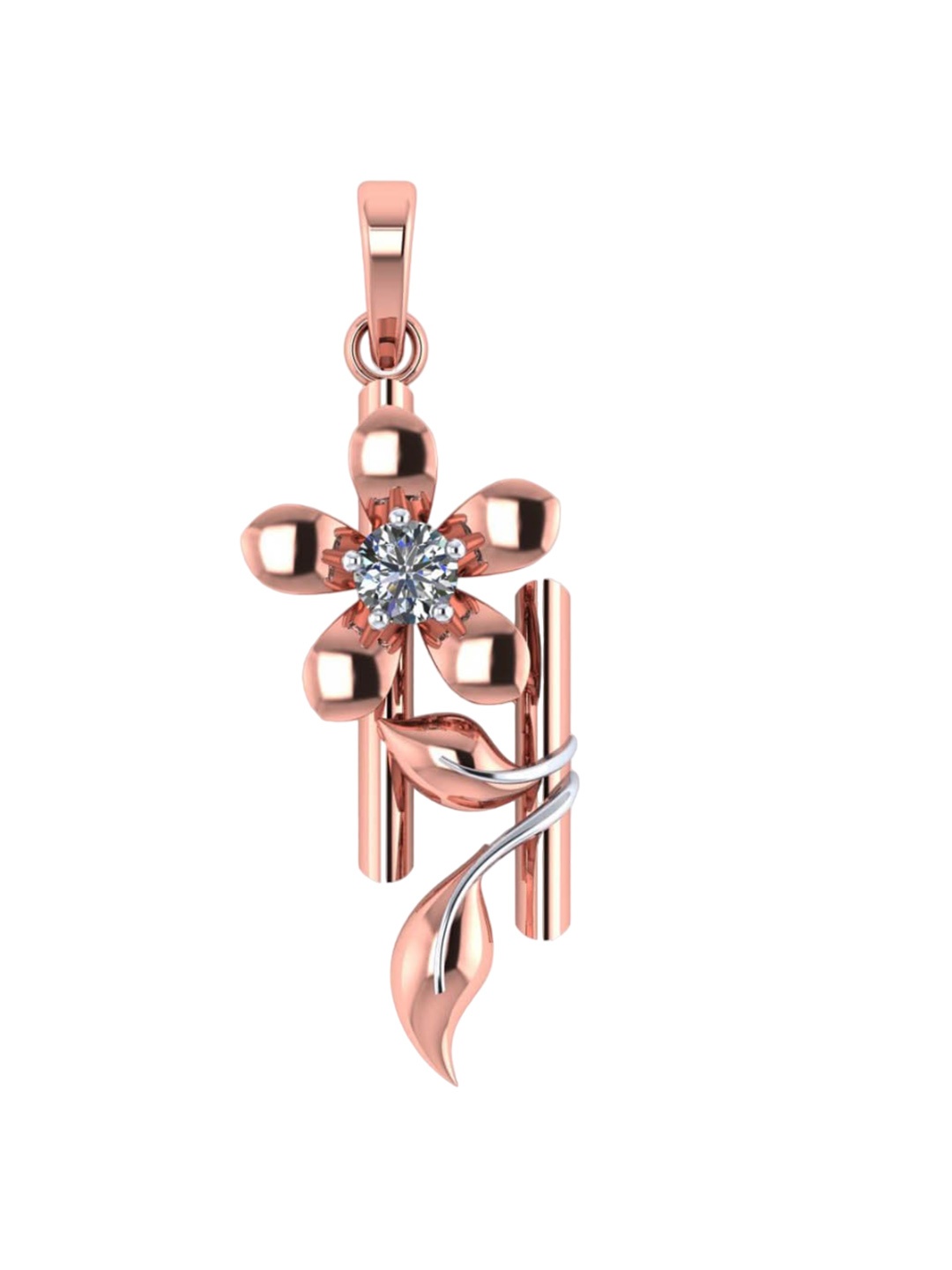 

SENCO 18KT Rose Gold Nature Princess Diamond Pendant -1.3gm