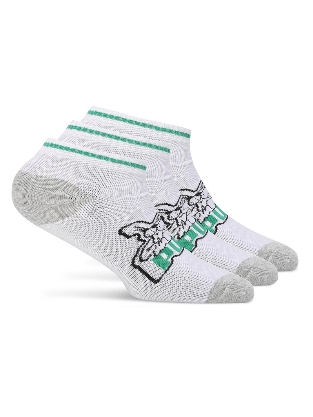 

Puma Men Pack of 3 Patterned Cotton Ankle-Length Sneaker Socks, White