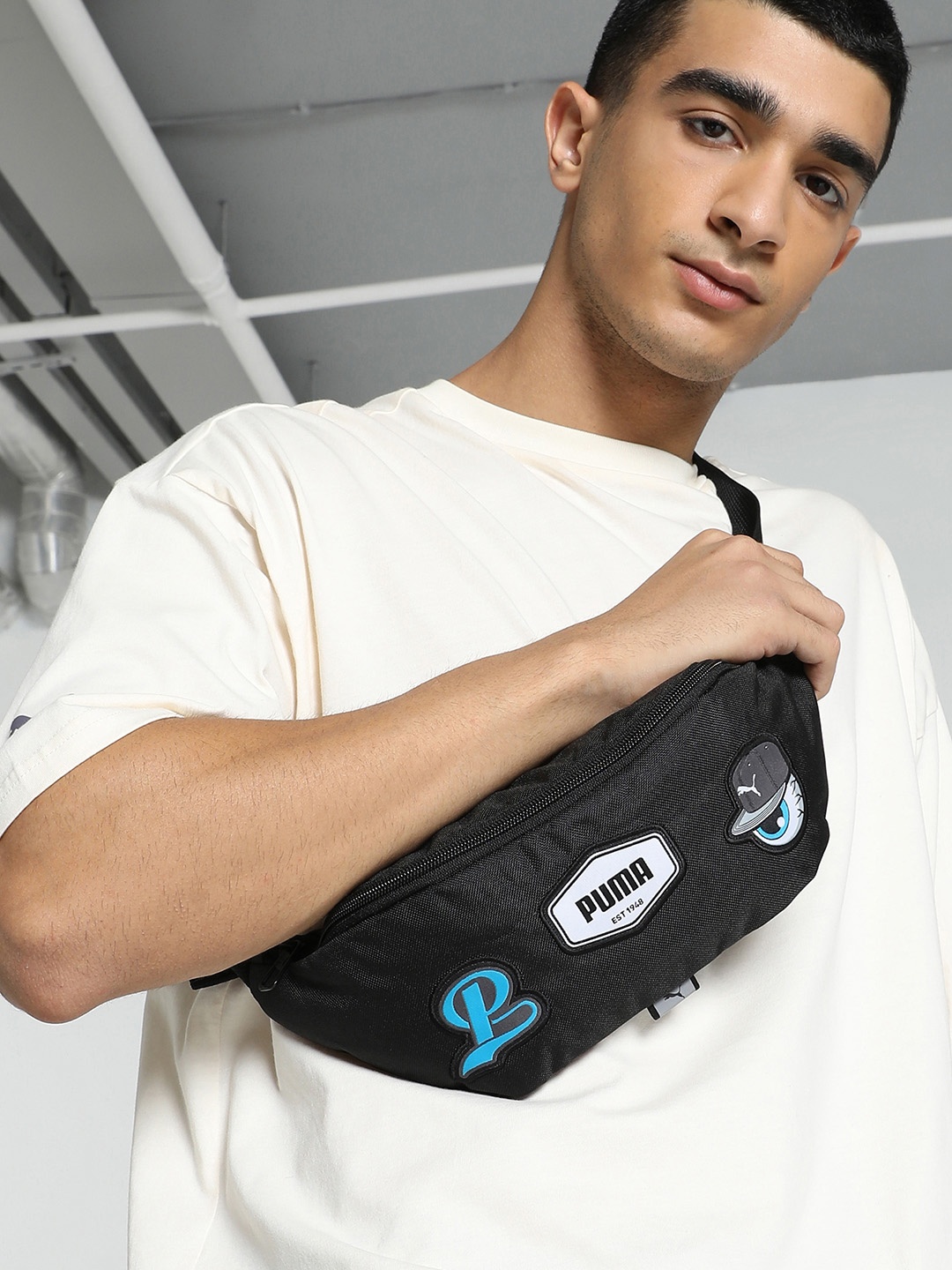 

Puma Patch Printed Waist Bag, Black