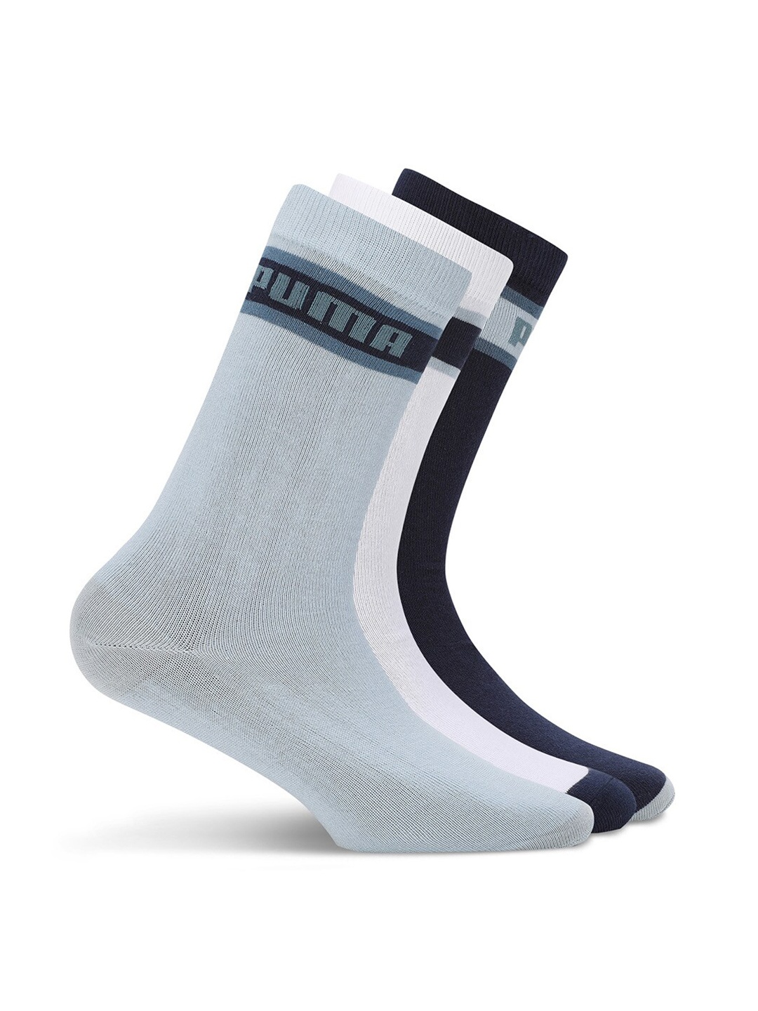 

Puma Men Pack Of 3 Classic Crew Calf-Length Cotton Socks, Blue