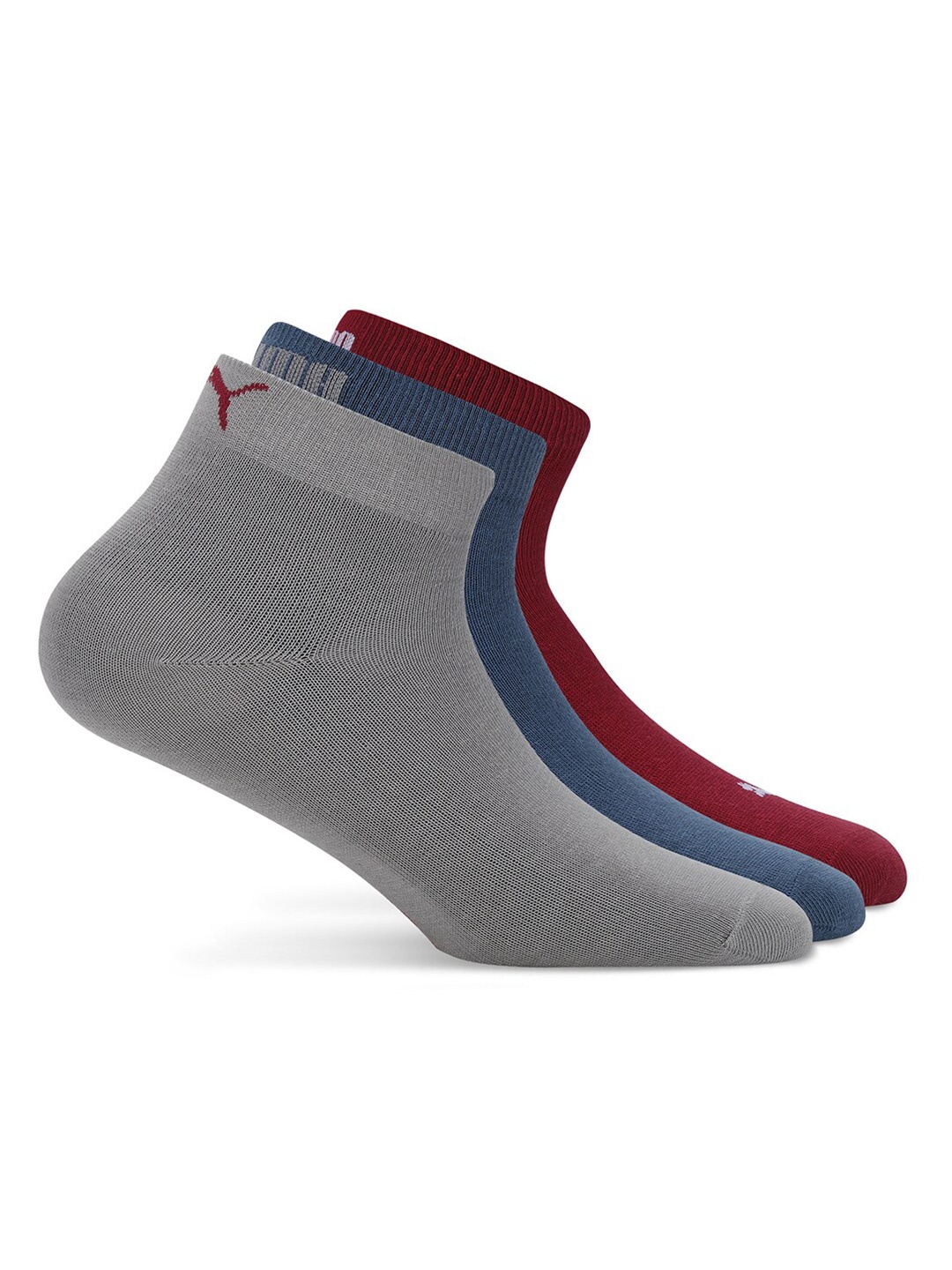 

Puma Unisex Pack Of 3 Cotton Ankle-Length Socks, Red