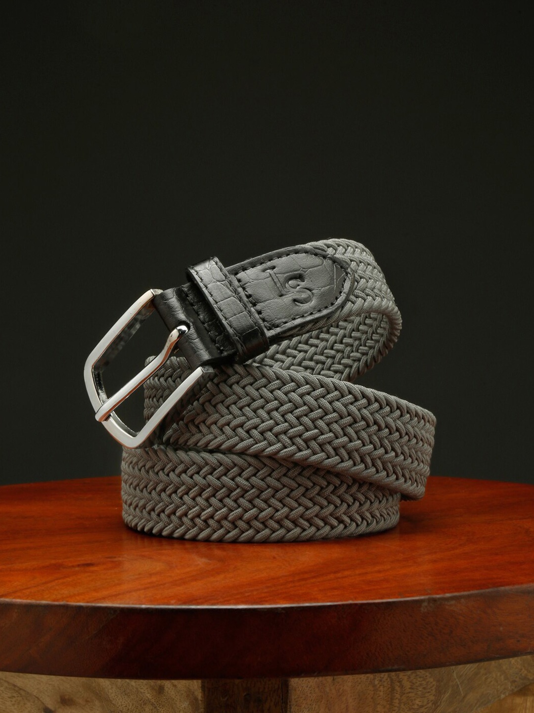 

LOUIS STITCH Men Premium Braided Casual Belt, Grey