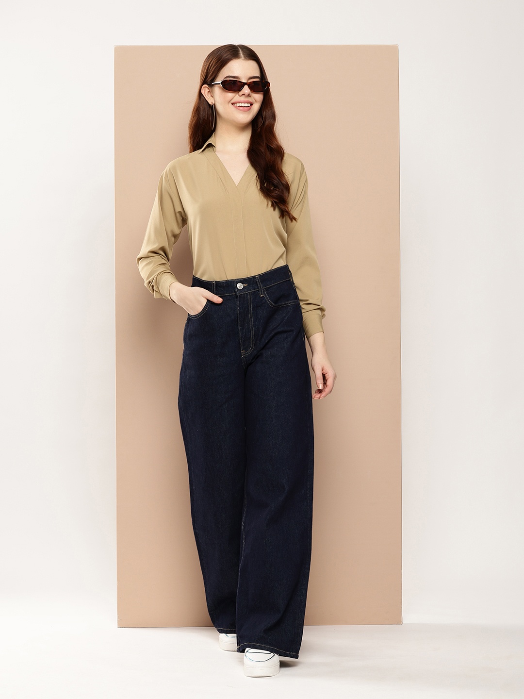 

encore by INVICTUS Opaque Drop-Shoulder Relaxed Casual Shirt, Khaki