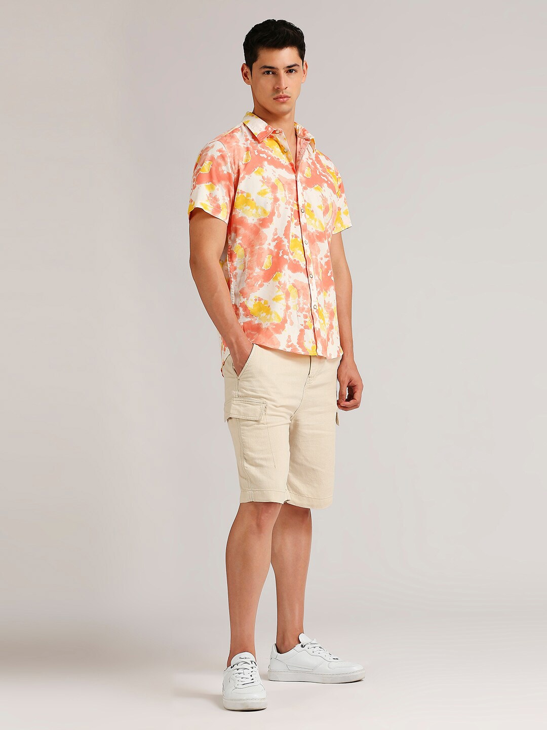 

Pepe Jeans Floral Printed Spread Collar Cotton Casual Shirt, Orange