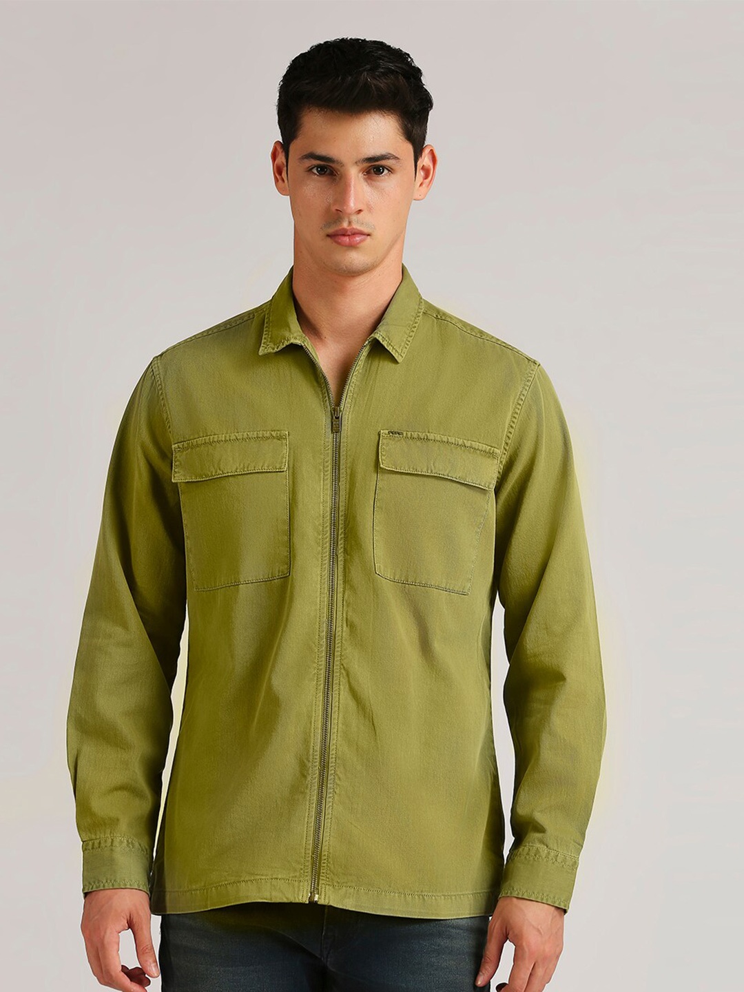 

Pepe Jeans Spread Collar Cotton Casual Shirt, Green