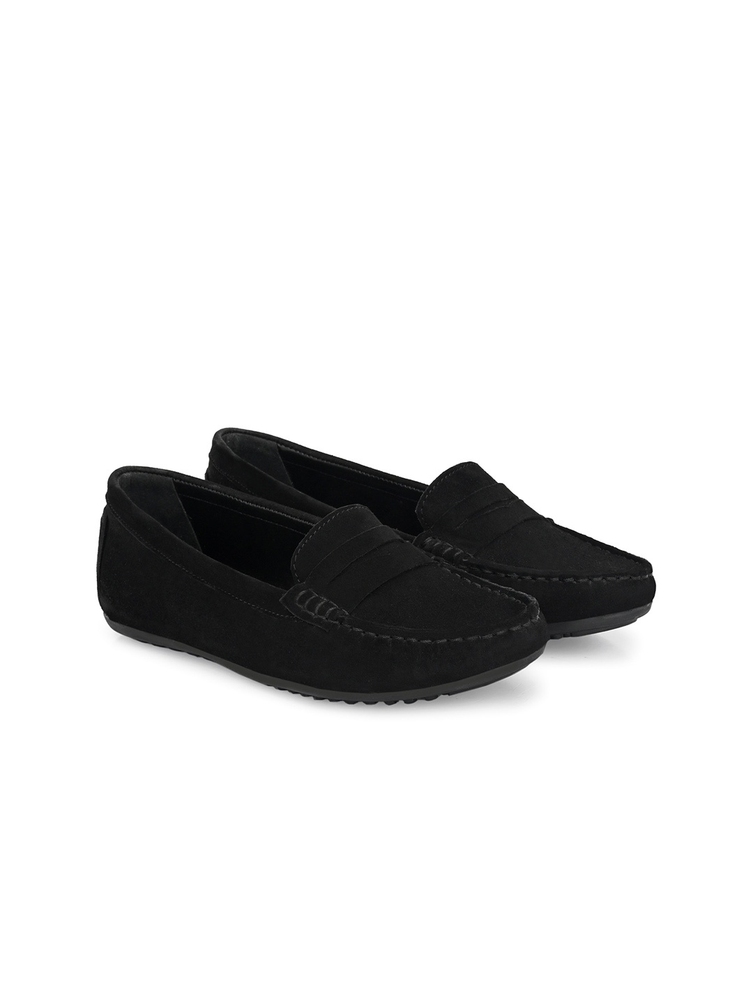 

CARLO ROMANO Women Round Toe Lightweight Suede Loafers, Black