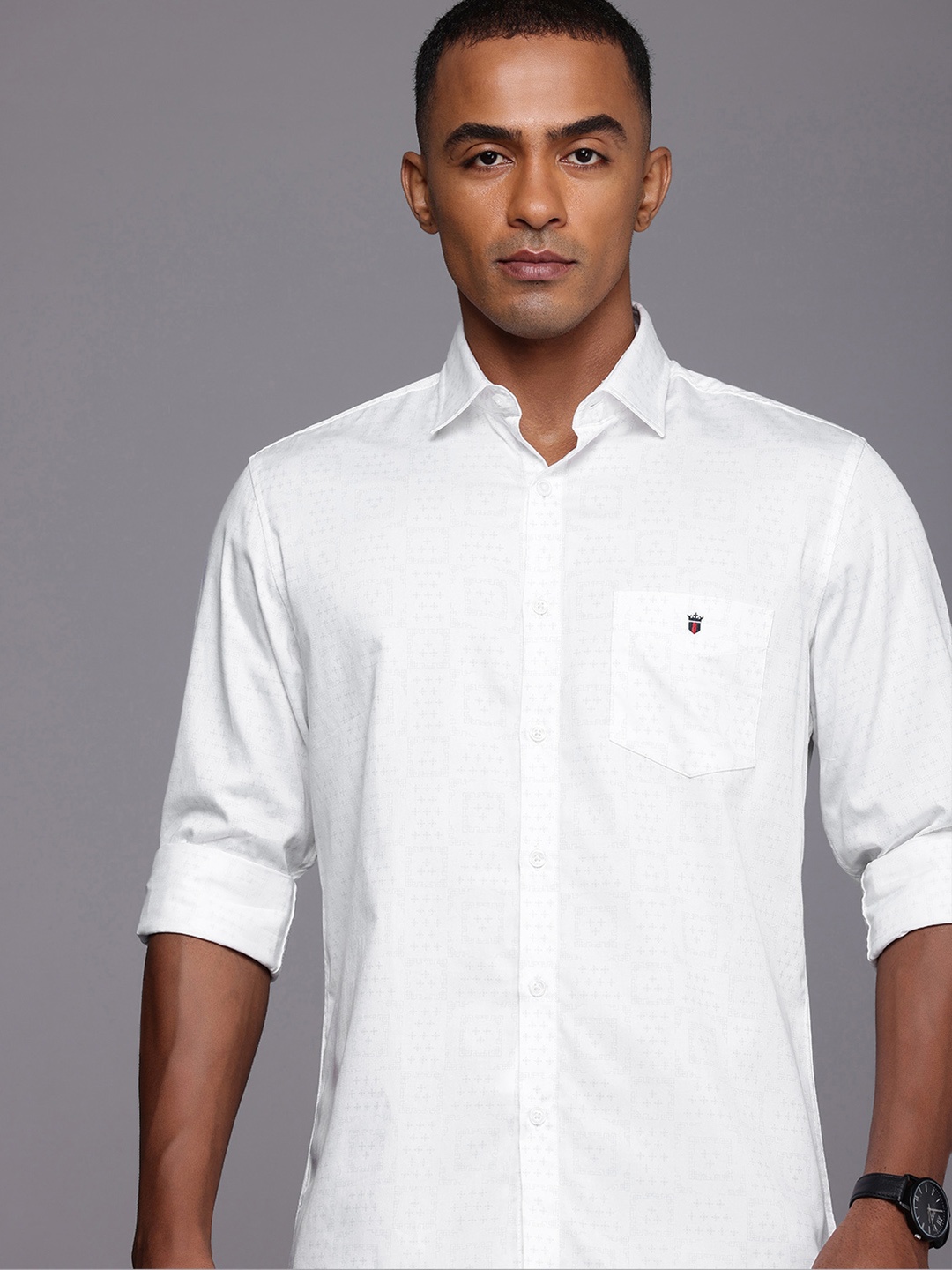

Louis Philippe Sport Pure Cotton Slim Fit Opaque Printed Casual Shirt, White