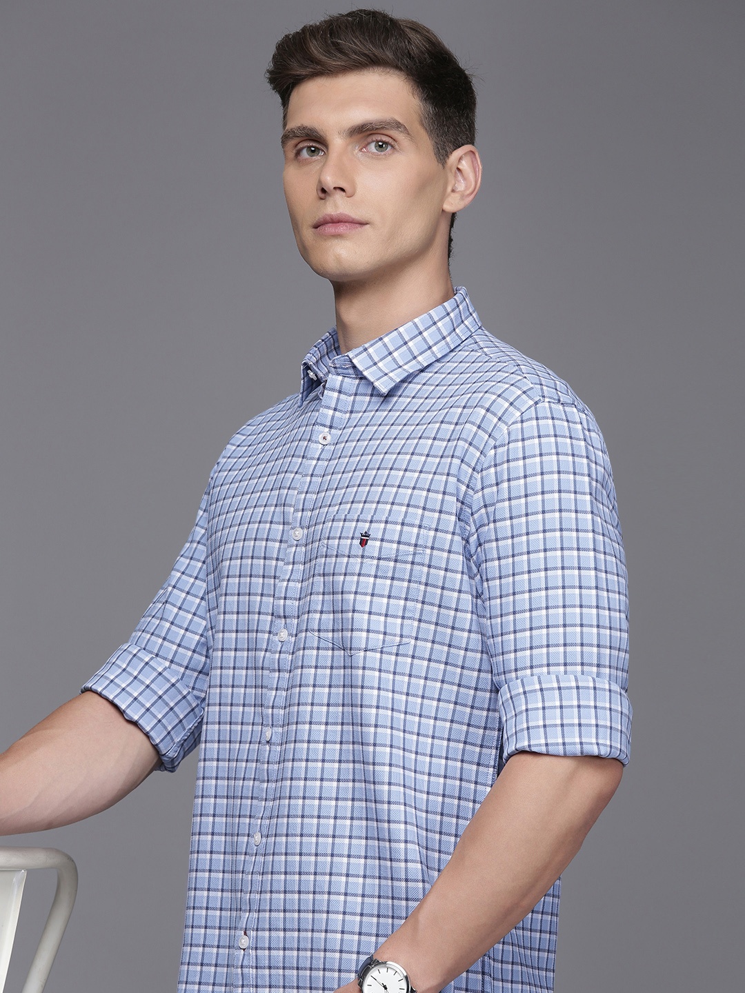 

Louis Philippe Sport Slim Fit Checked Casual Shirt, Blue