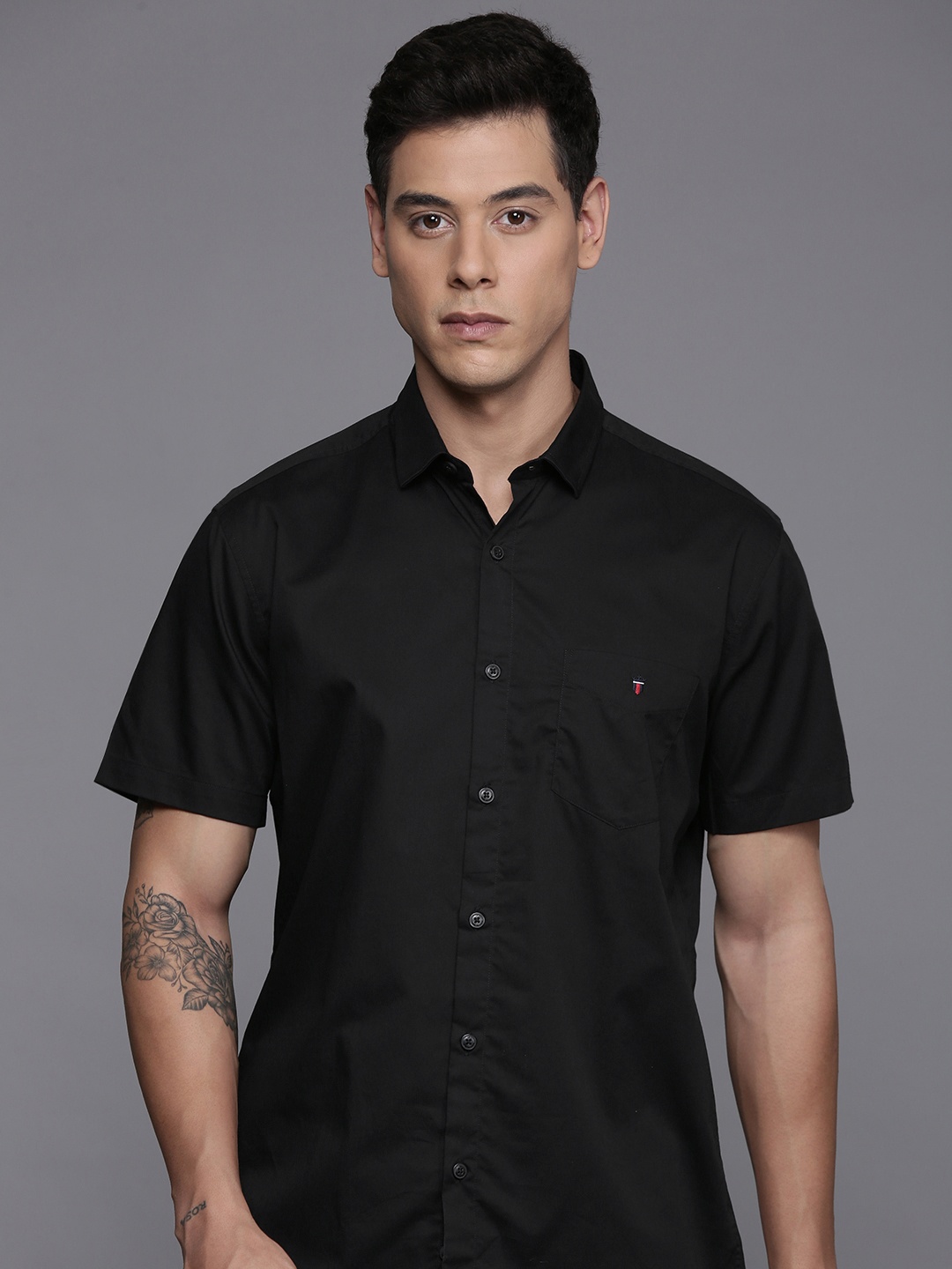 

Louis Philippe Sport Cotton Slim Fit Opaque Casual Shirt, Black