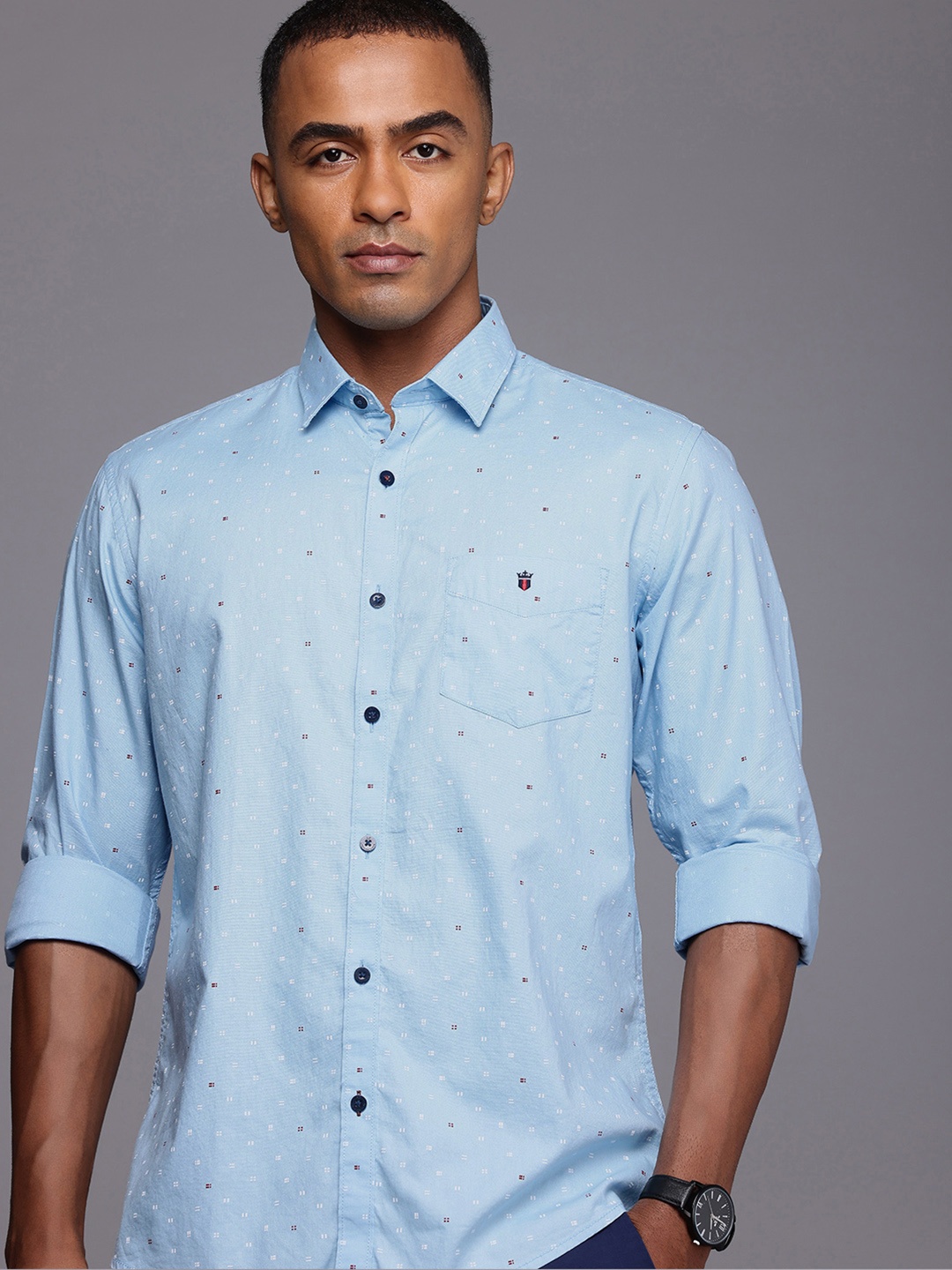 

Louis Philippe Sport Pure Cotton Slim Fit Opaque Printed Casual Shirt, Blue