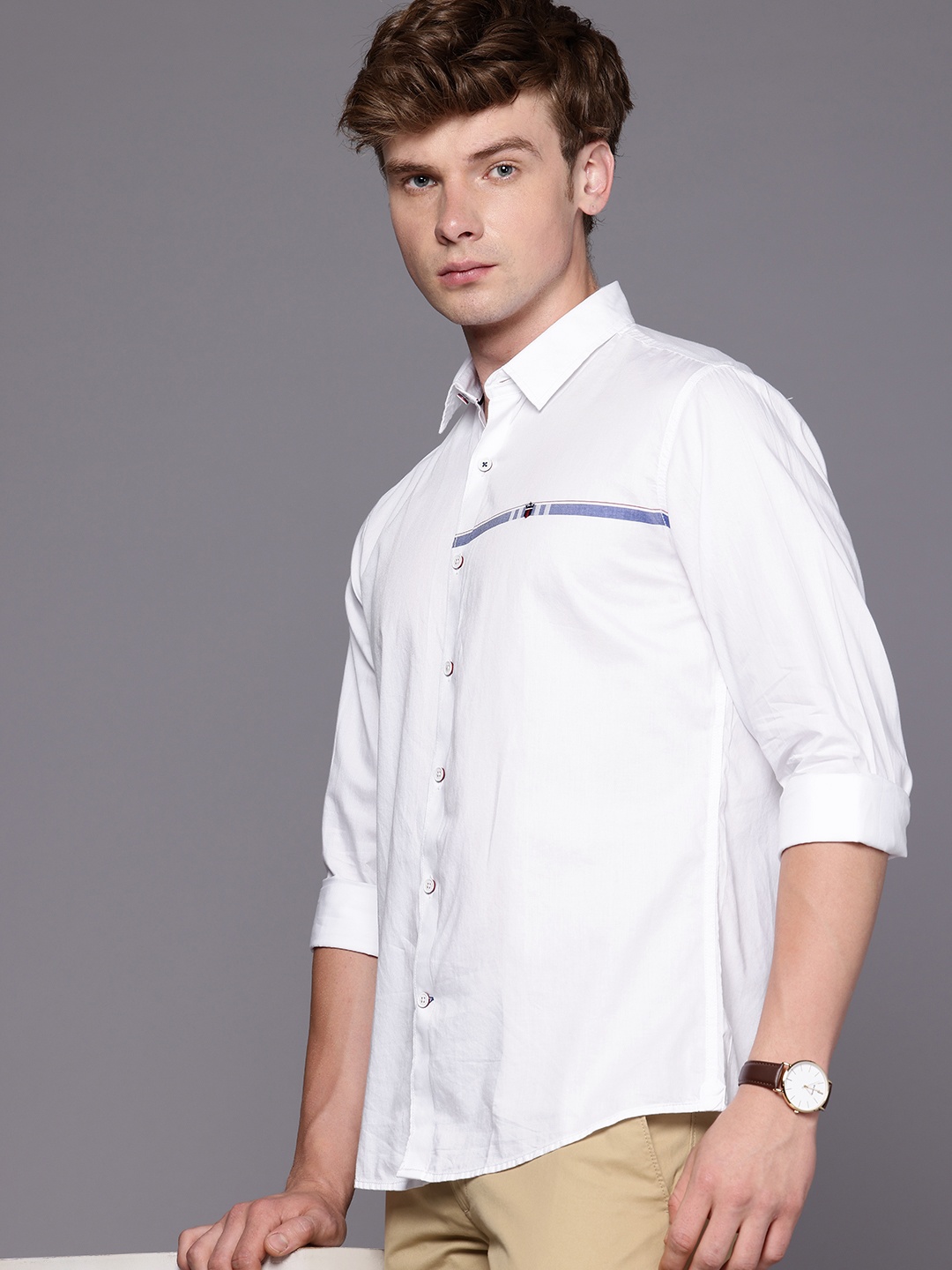

Louis Philippe Sport Slim Fit Pure Cotton Casual Shirt, White