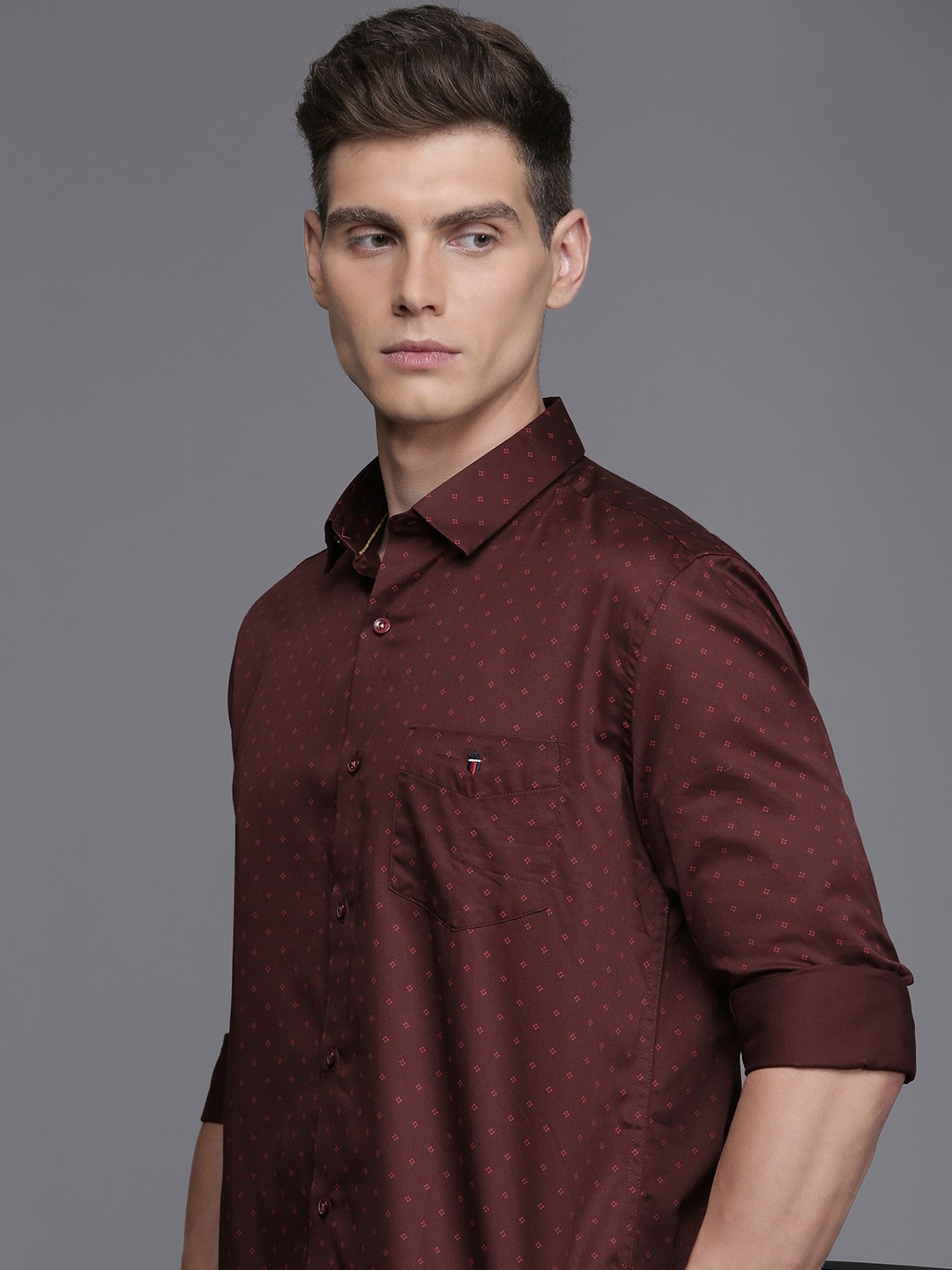 

Louis Philippe Sport Slim Fit Printed Casual Shirt, Maroon