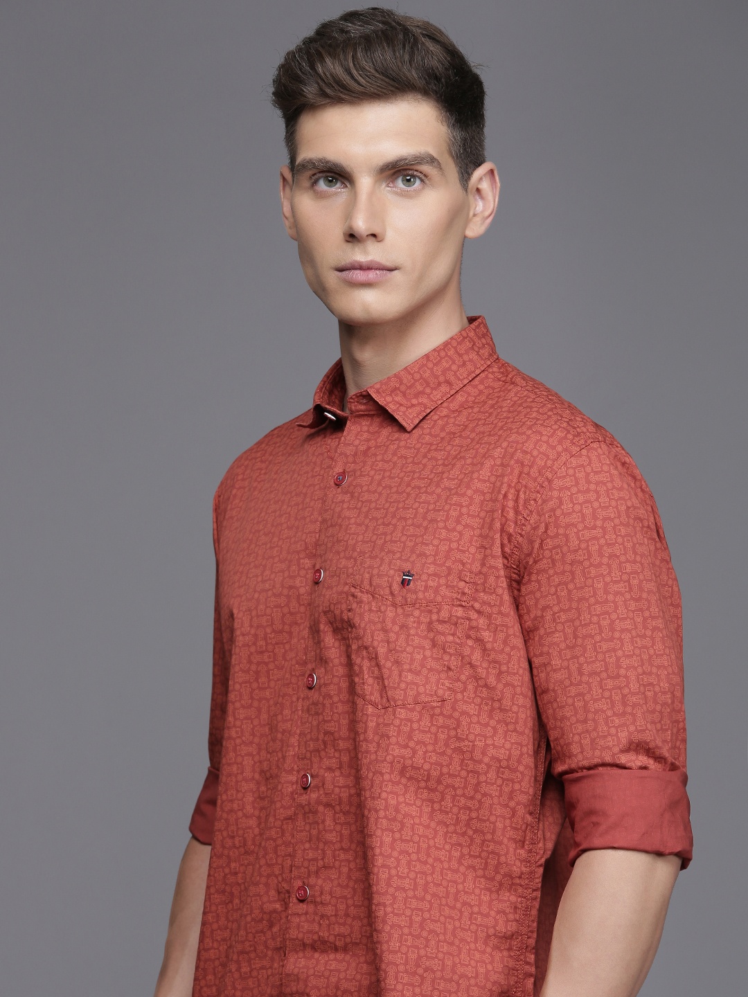 

Louis Philippe Sport Slim Fit Printed Casual Shirt, Orange