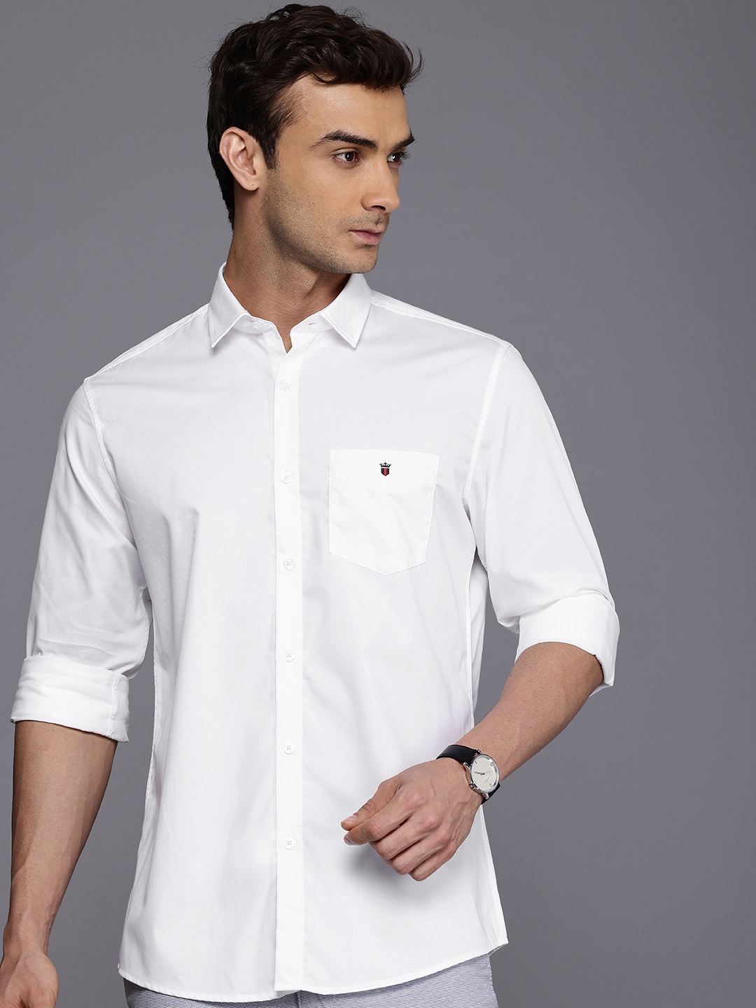 

Louis Philippe Sport Pure Cotton Slim Fit Opaque Casual Shirt, White