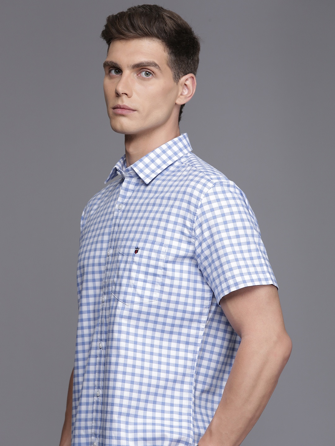 

Louis Philippe Sport Slim Fit Gingham Check Pure Cotton Shirt, White