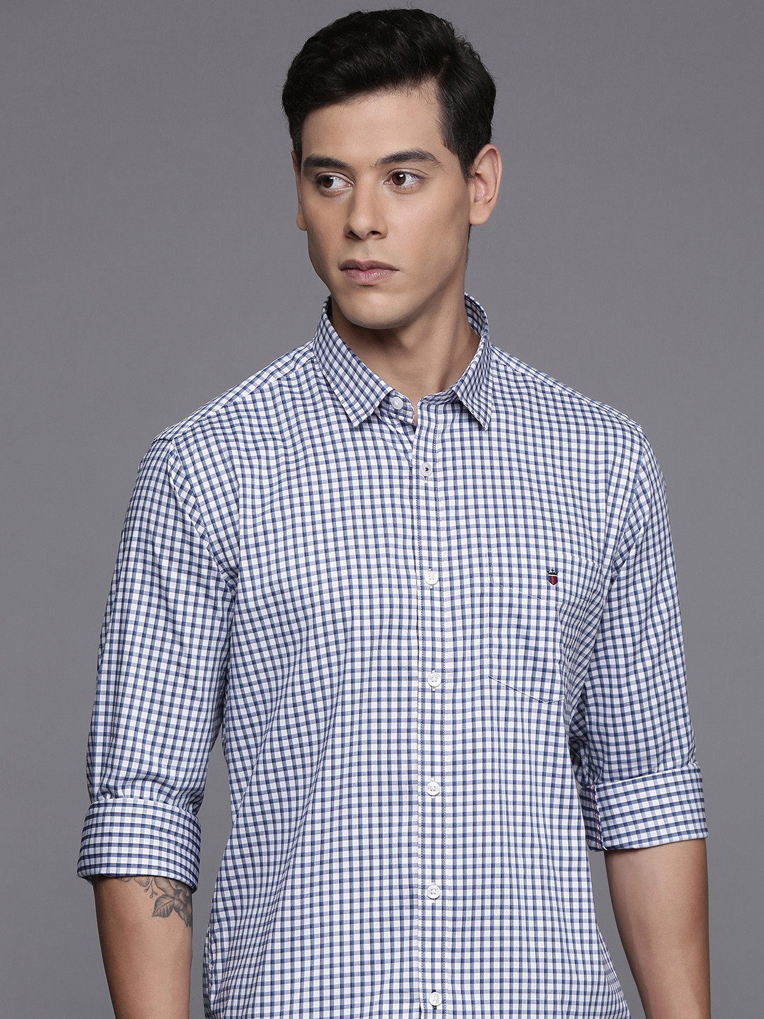 

Louis Philippe Sport Men Slim Fit Checked Casual Shirt, Blue