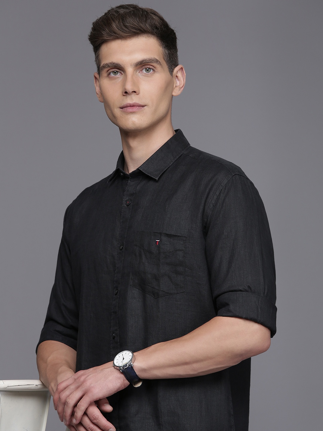 

Louis Philippe Sport Slim Fit Opaque Casual Shirt, Black