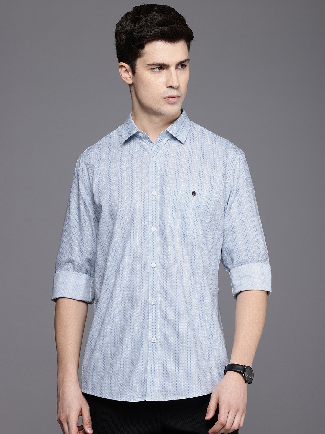 

Louis Philippe Sport Pure Cotton Slim Fit Opaque Printed Casual Shirt, Blue