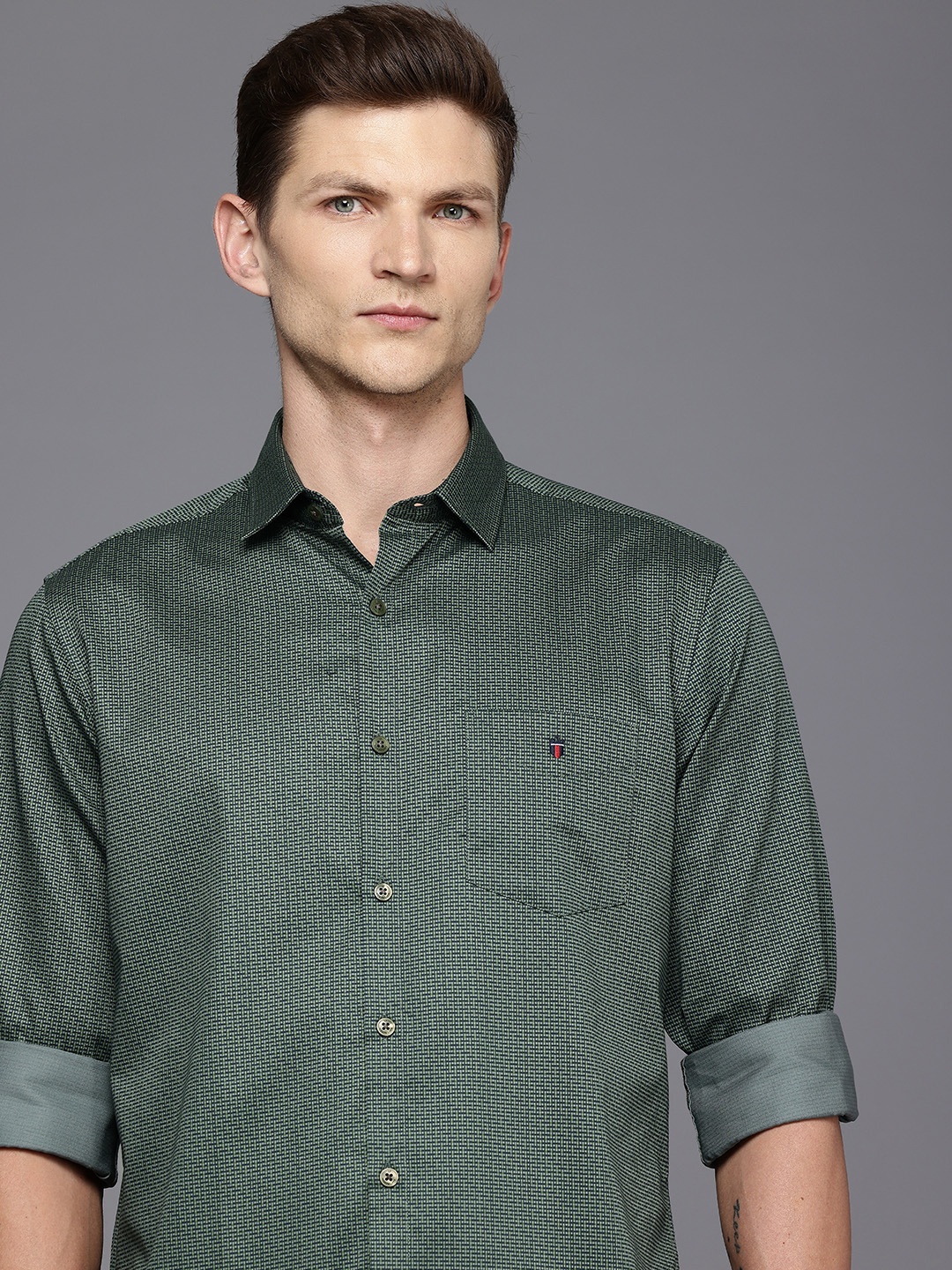 

Louis Philippe Sport Slim Fit Printed Casual Shirt, Green