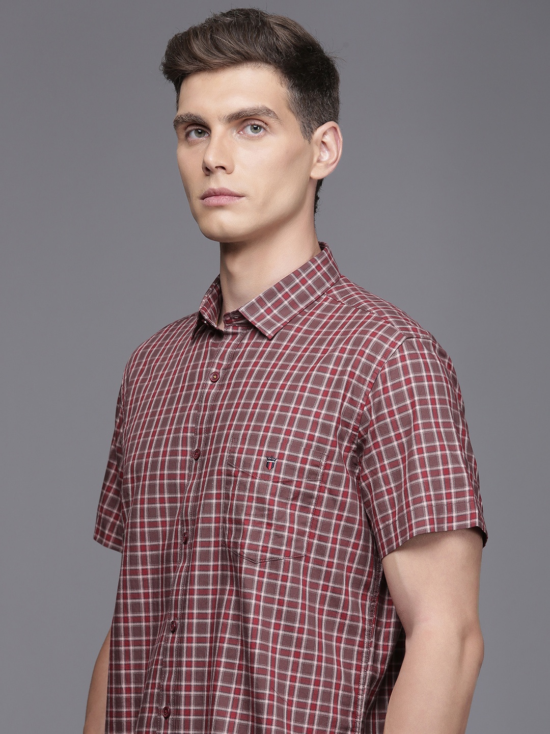 

Louis Philippe Sport Slim Fit Checked Casual Shirt, Maroon