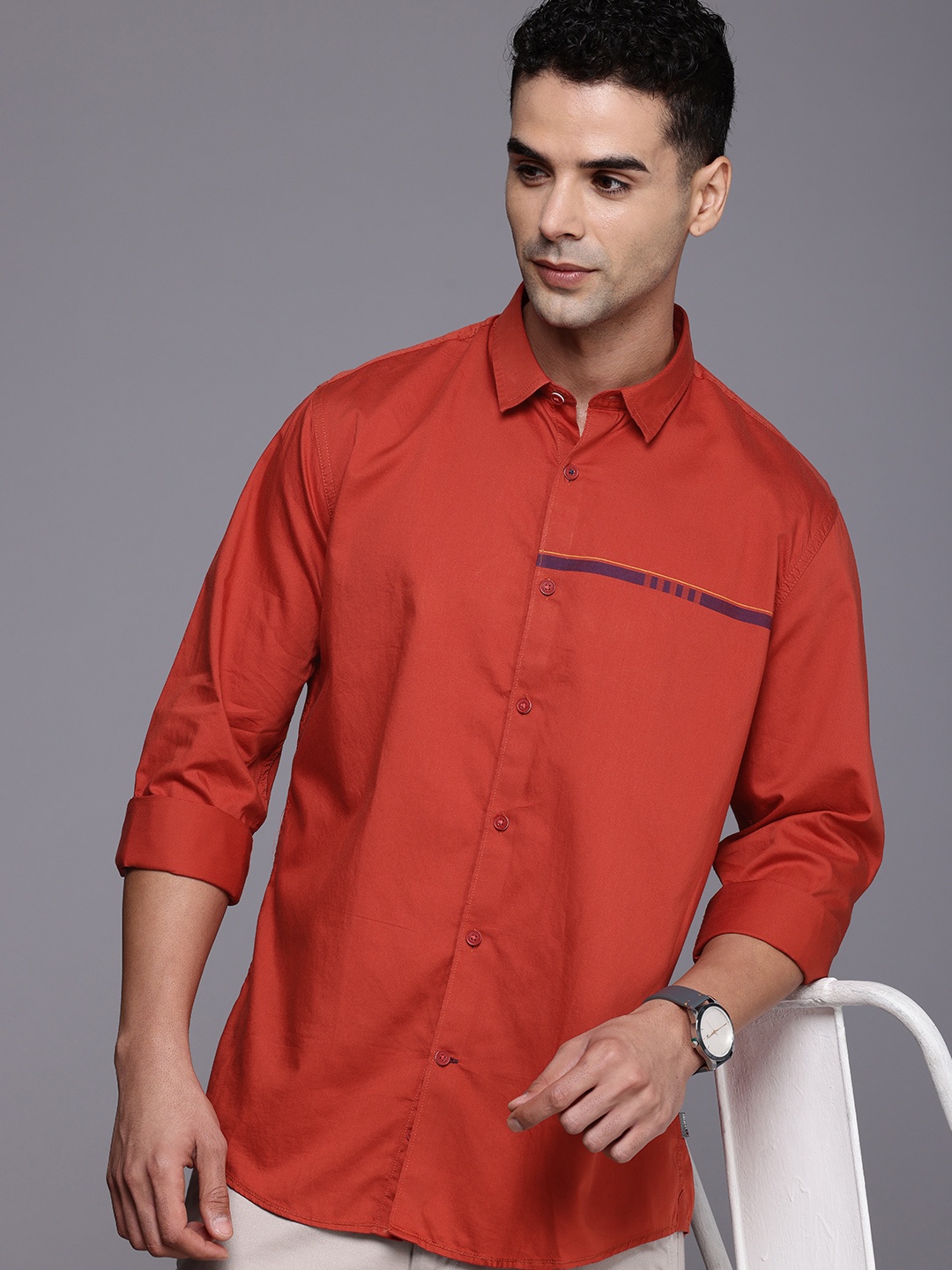 

Louis Philippe Sport Pure Cotton Slim Fit Casual Shirt, Rust
