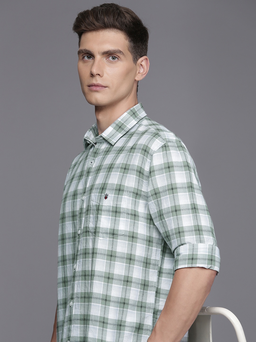 

Louis Philippe Sport Slim Fit Checked Casual Shirt, Green