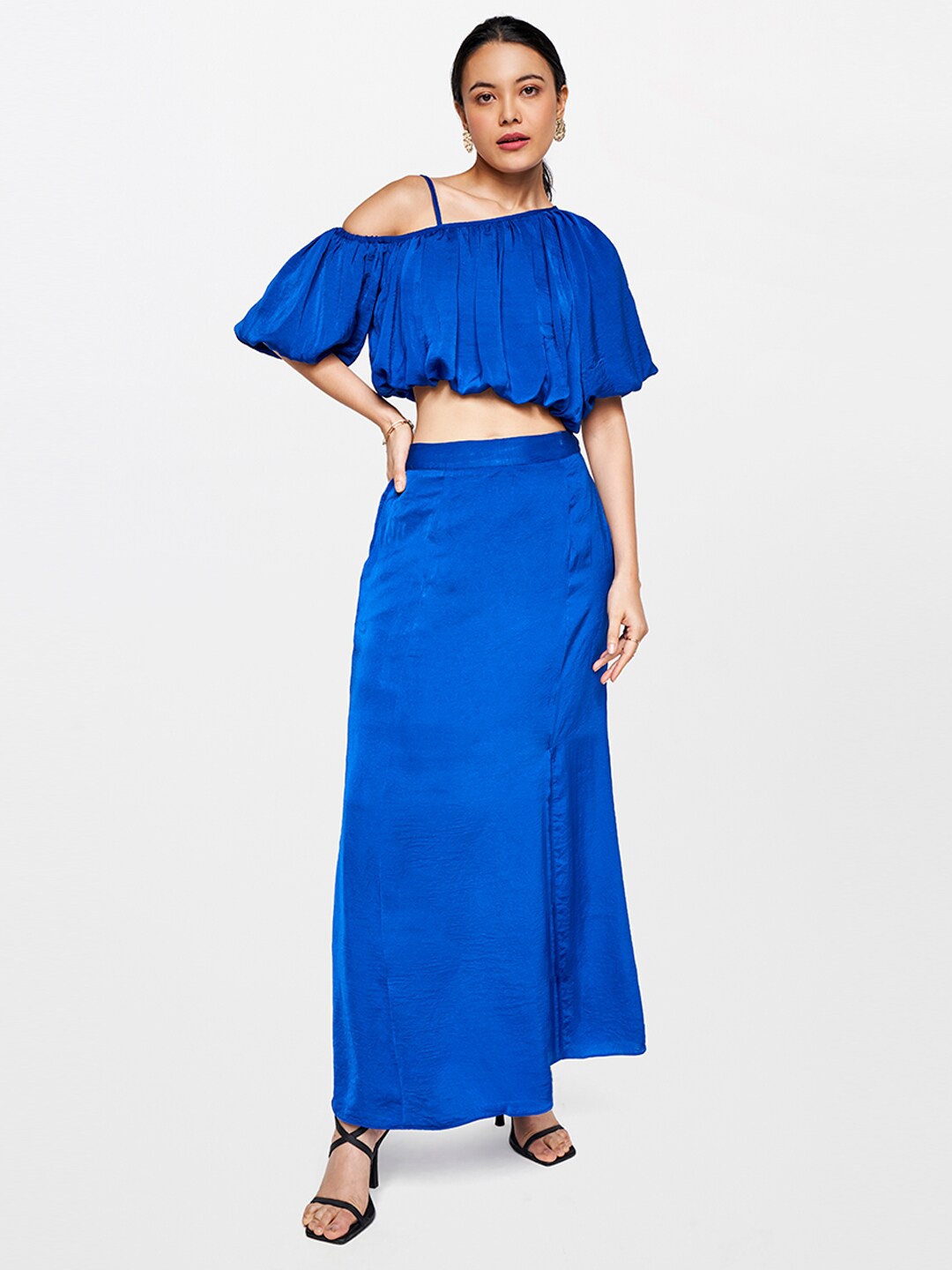 

AND One Shoulder Crop Top With Skirt Co-Ords, Blue