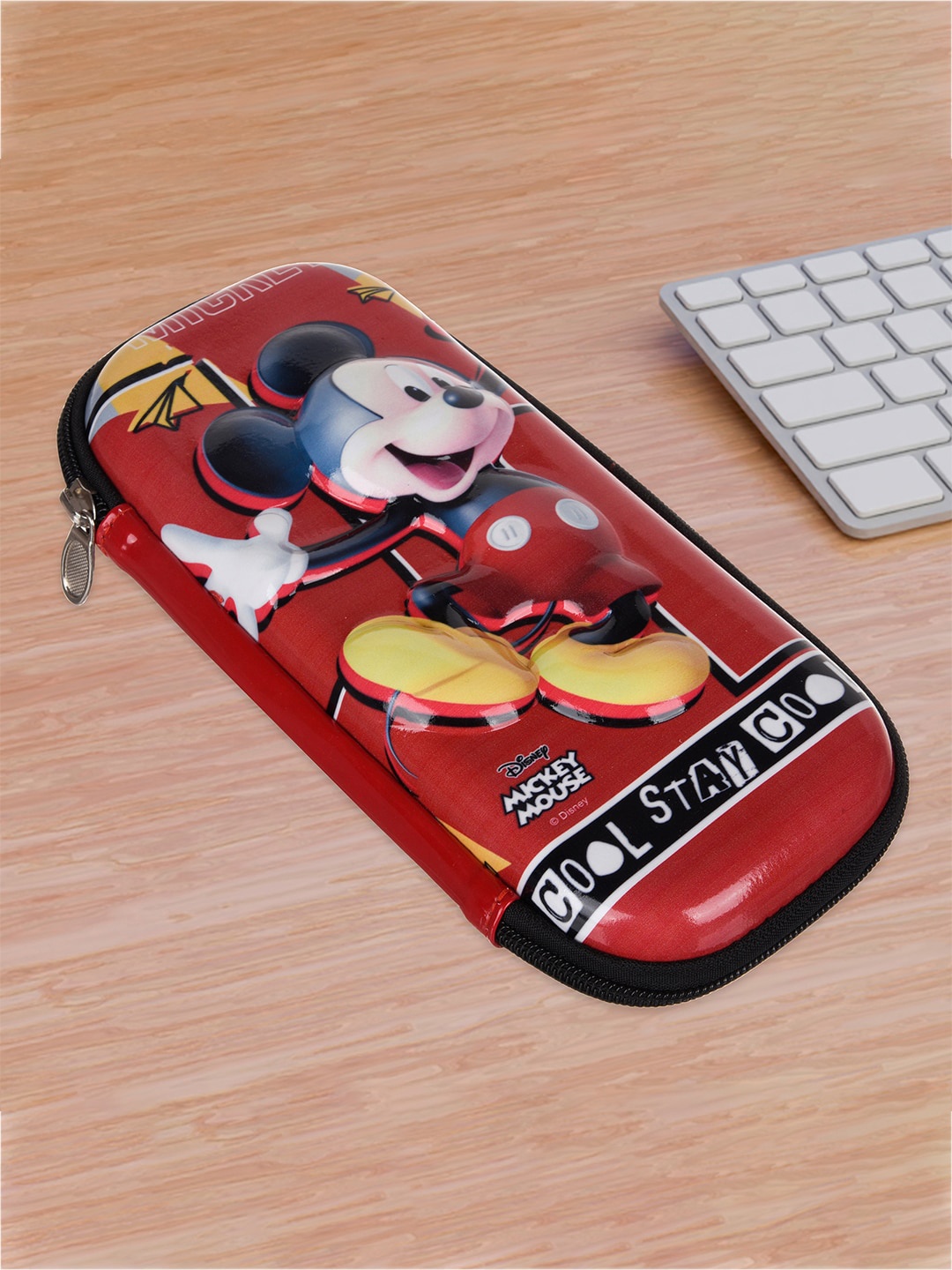 

Kuber Industries Kids Set Of 3 Mickey Mouse Printed Pen Case, Red