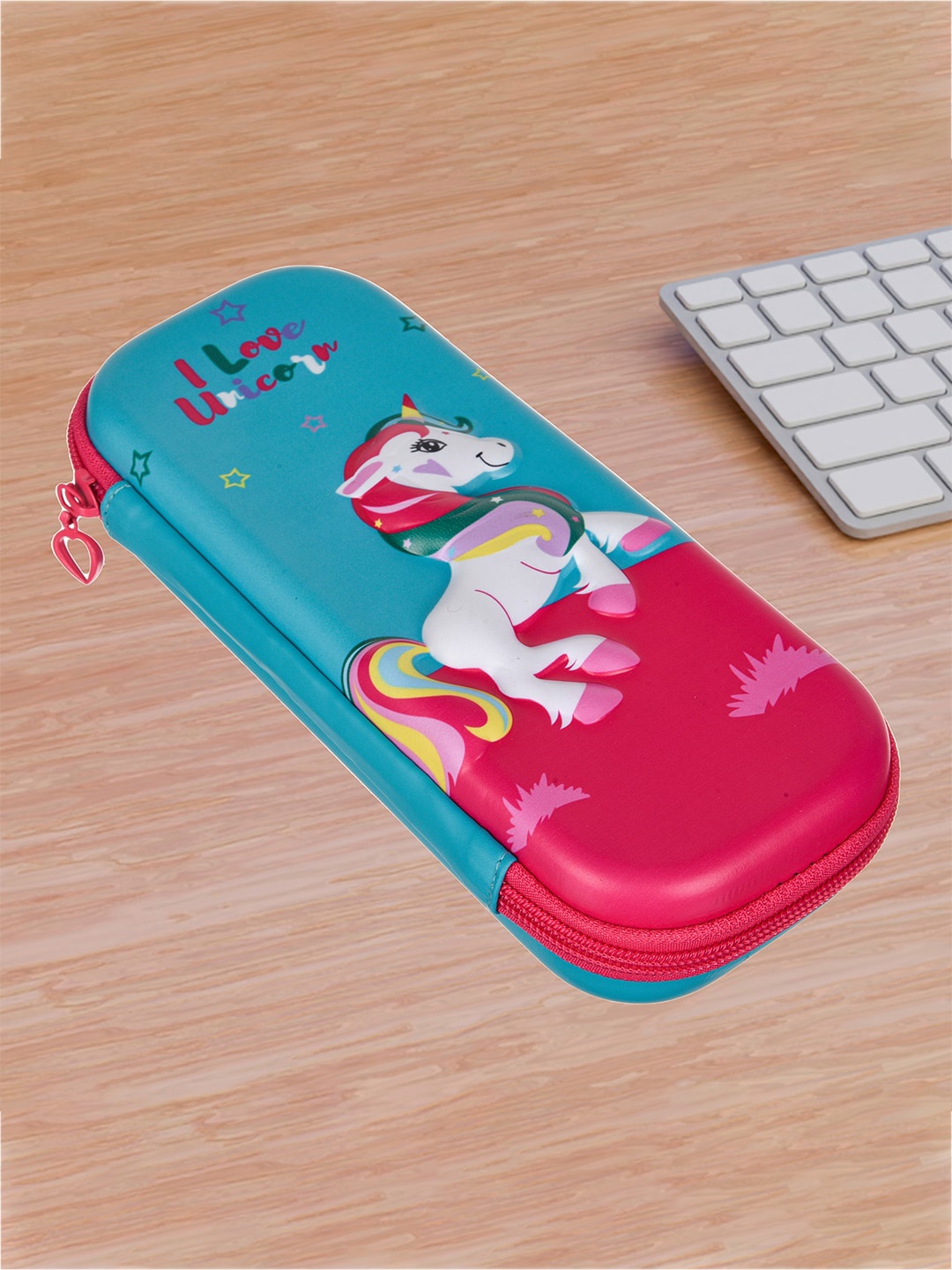 

Kuber Industries Kids Set Of 2 Unicorn Printed Pen Case, Green