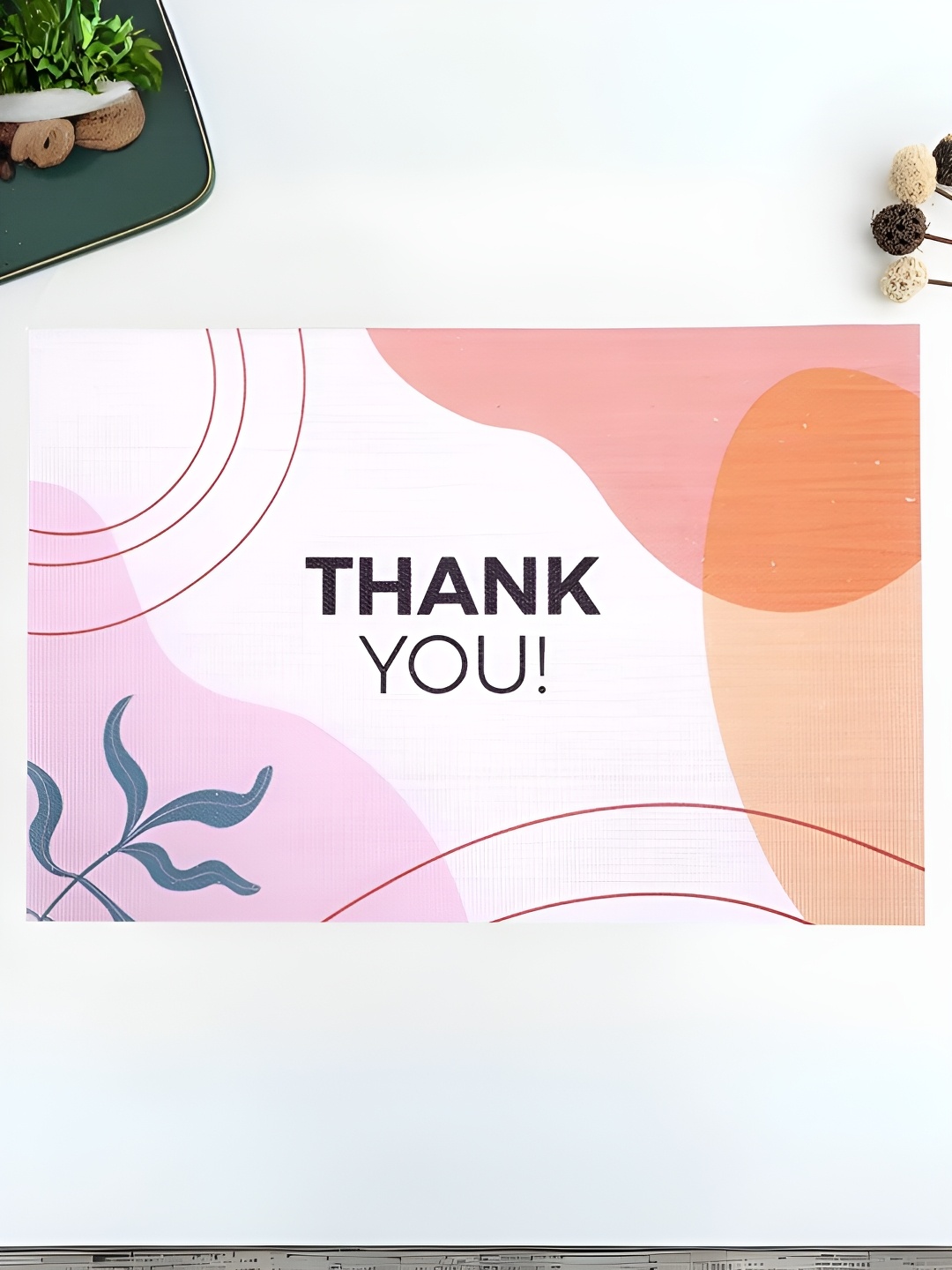 

UniKart White & Peach 10 Pieces Thank You Printed Table Placemats