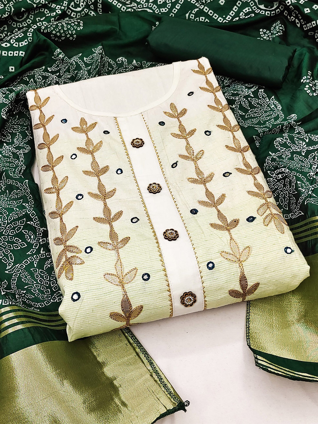 

MAHALASA Pure Cotton Unstitched Dress Material, Green