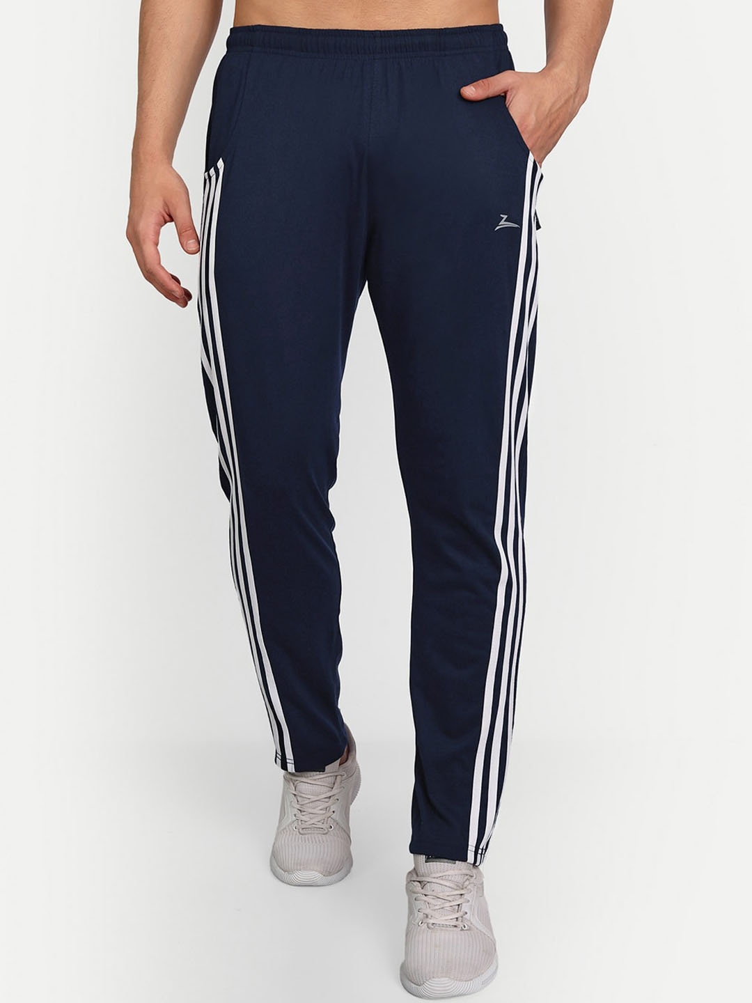 

ZEFFIT Men Mid-Rise Cotton Track Pants, Navy blue