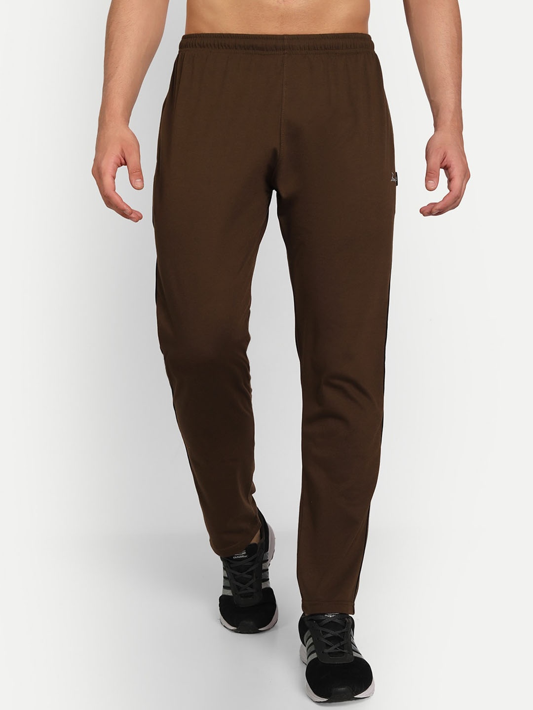 

ZEFFIT Men Mid Rise Cotton Track Pant, Coffee brown