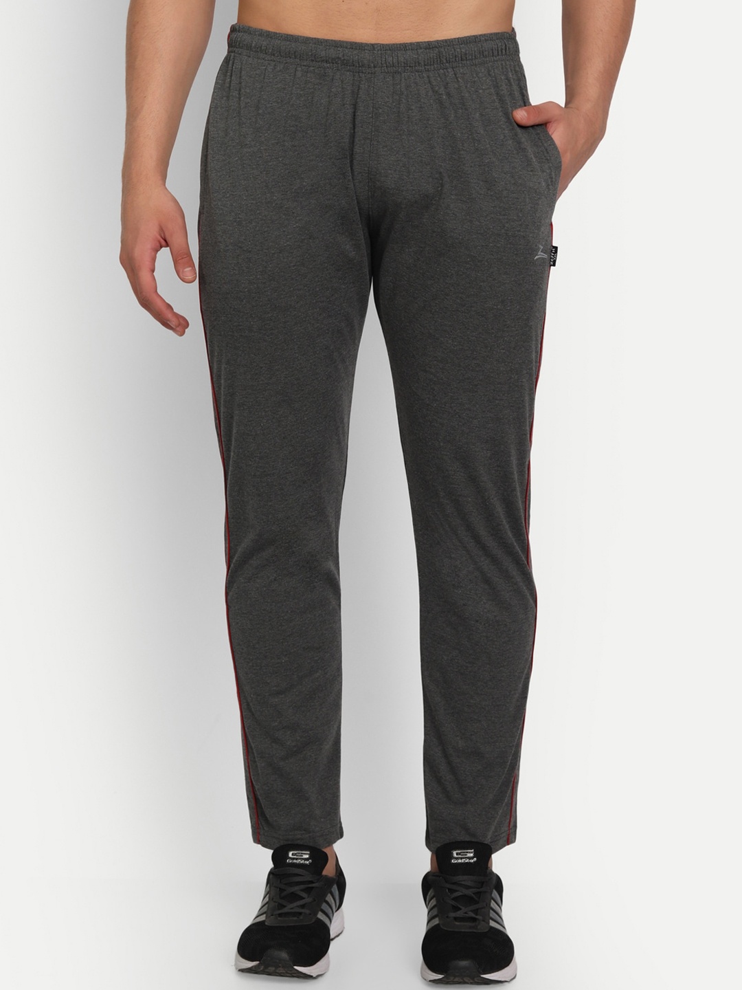 

ZEFFIT Men Mid Rise Cotton Trackpants, Charcoal