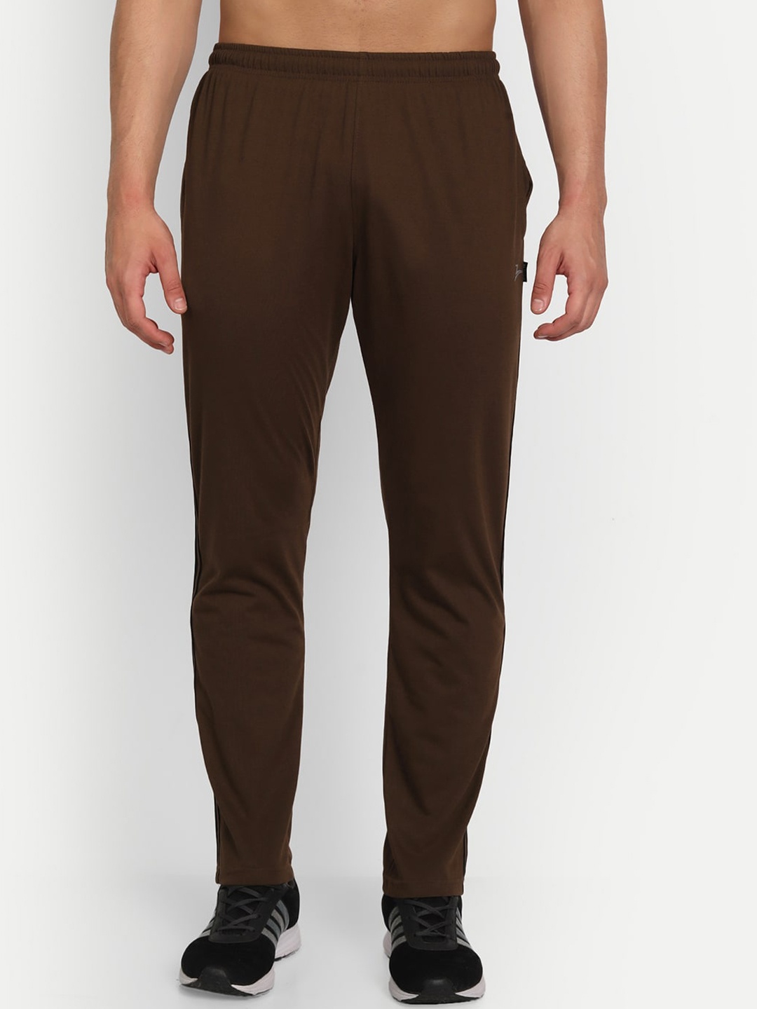 

ZEFFIT Men Cotton Mid-Rise Track Pants, Coffee brown