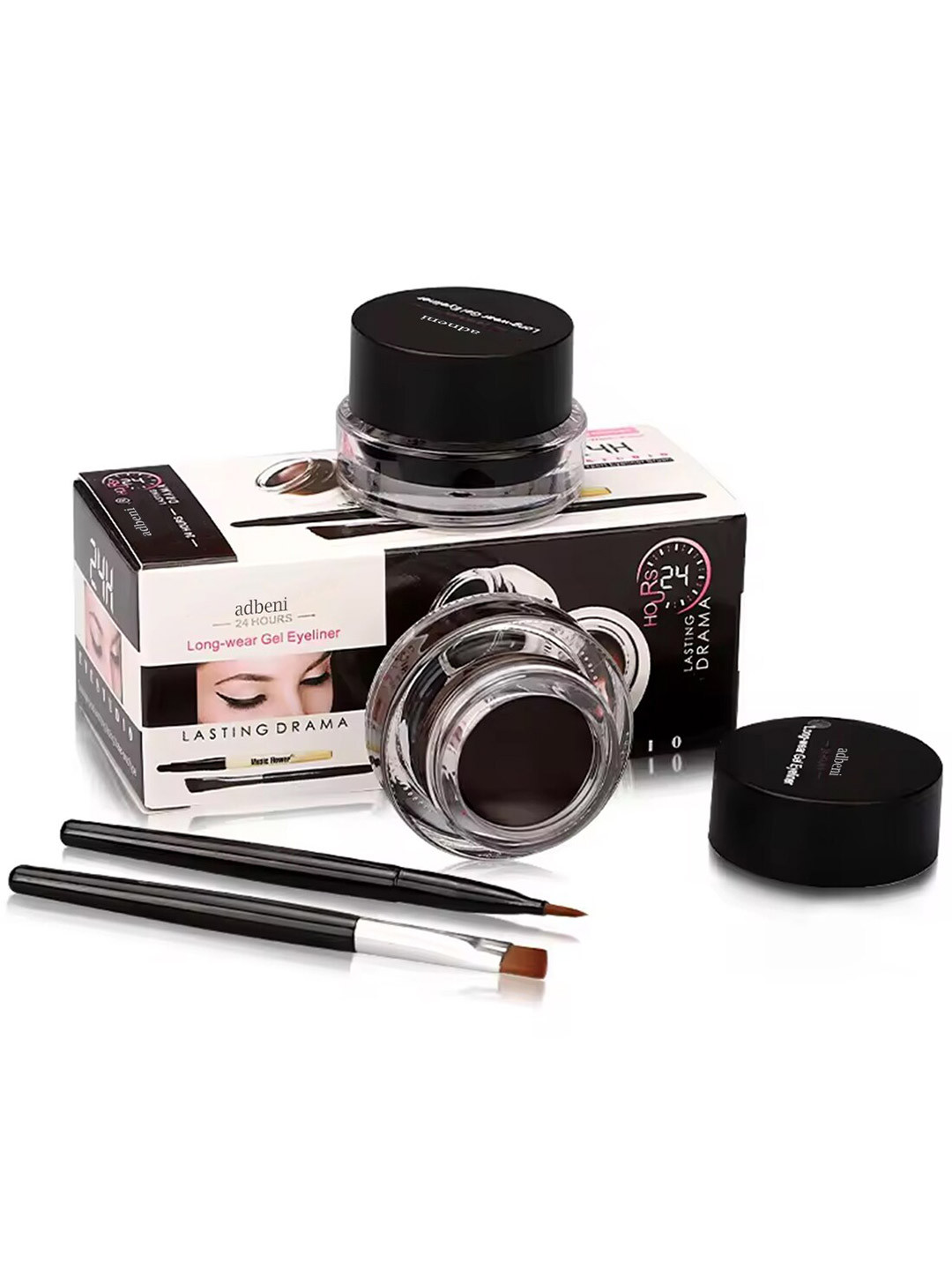 

Adbeni Set of 2 Lasting Drama Waterproof Gel Eyeliner with 2 Brushes - Black & Brown