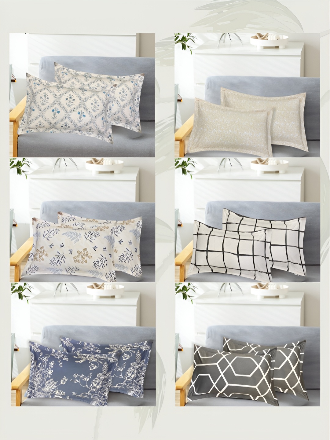 

House of Owlet Assorted 6 Pieces Abstract Pure Cotton Rectangle Pillow Covers