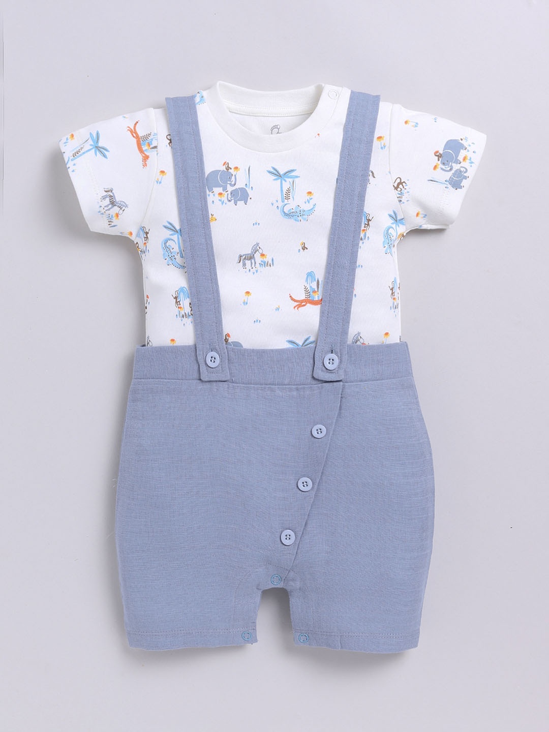 

BABY GO Infant Boys Pure Cotton Straight Leg Dungaree With T-shirt, Blue