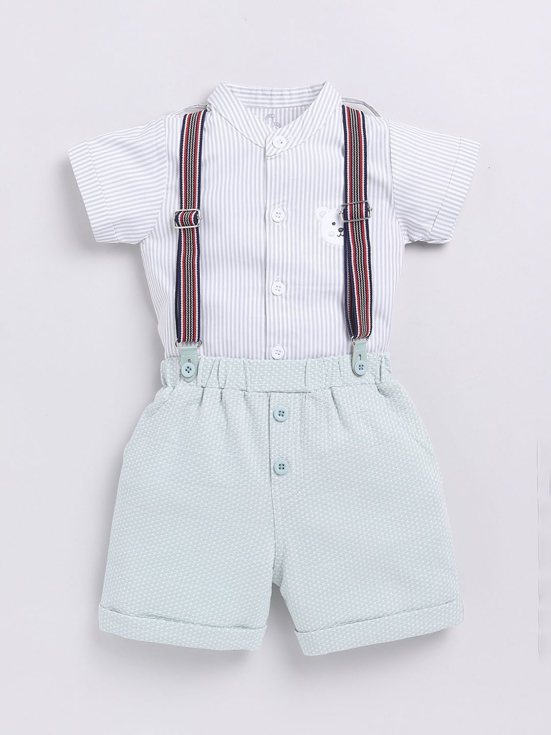 

BABY GO Infant Boys Pure Cotton Straight Leg Dungaree With Shirt, Green