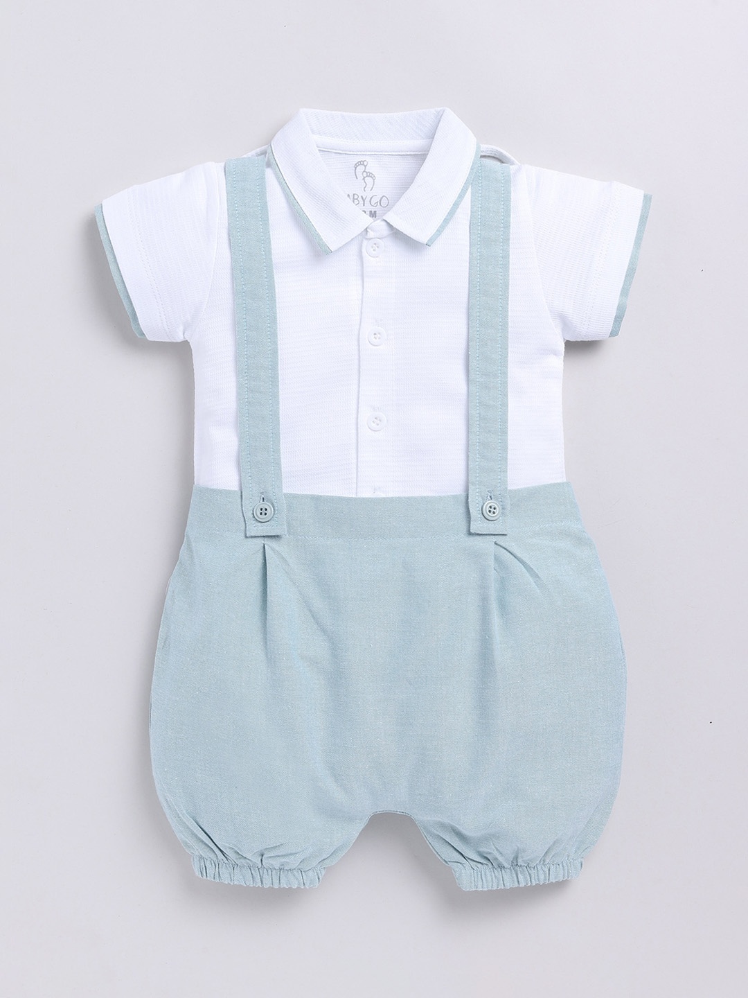 

BABY GO Infants Boys Pure Cotton Straight Fit Dungaree With Shirt, Green