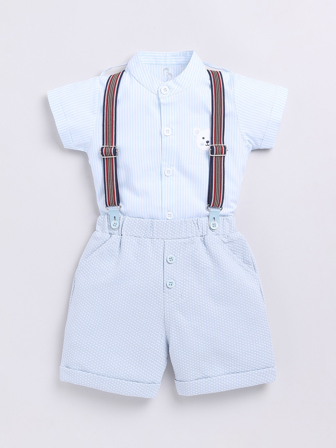 

BABY GO Boys Pure Cotton Straight Fit Dungarees & Shirt, Grey