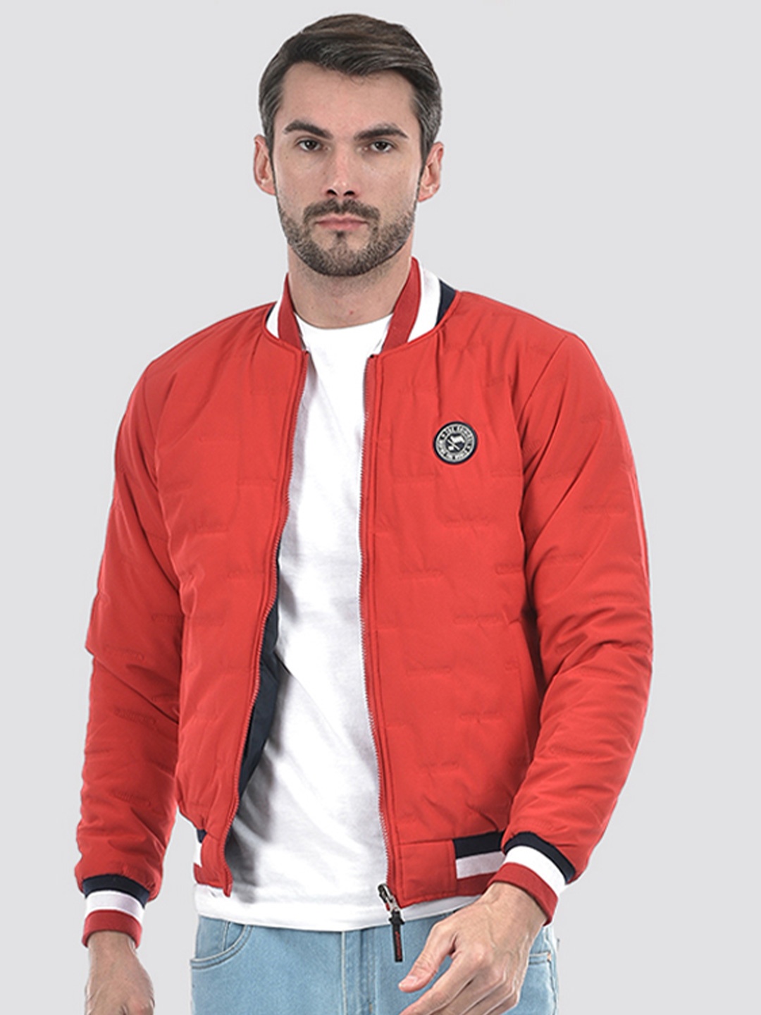 

Lawman pg3 Men Reversible Crop Bomber with Patchwork Jacket, Multi